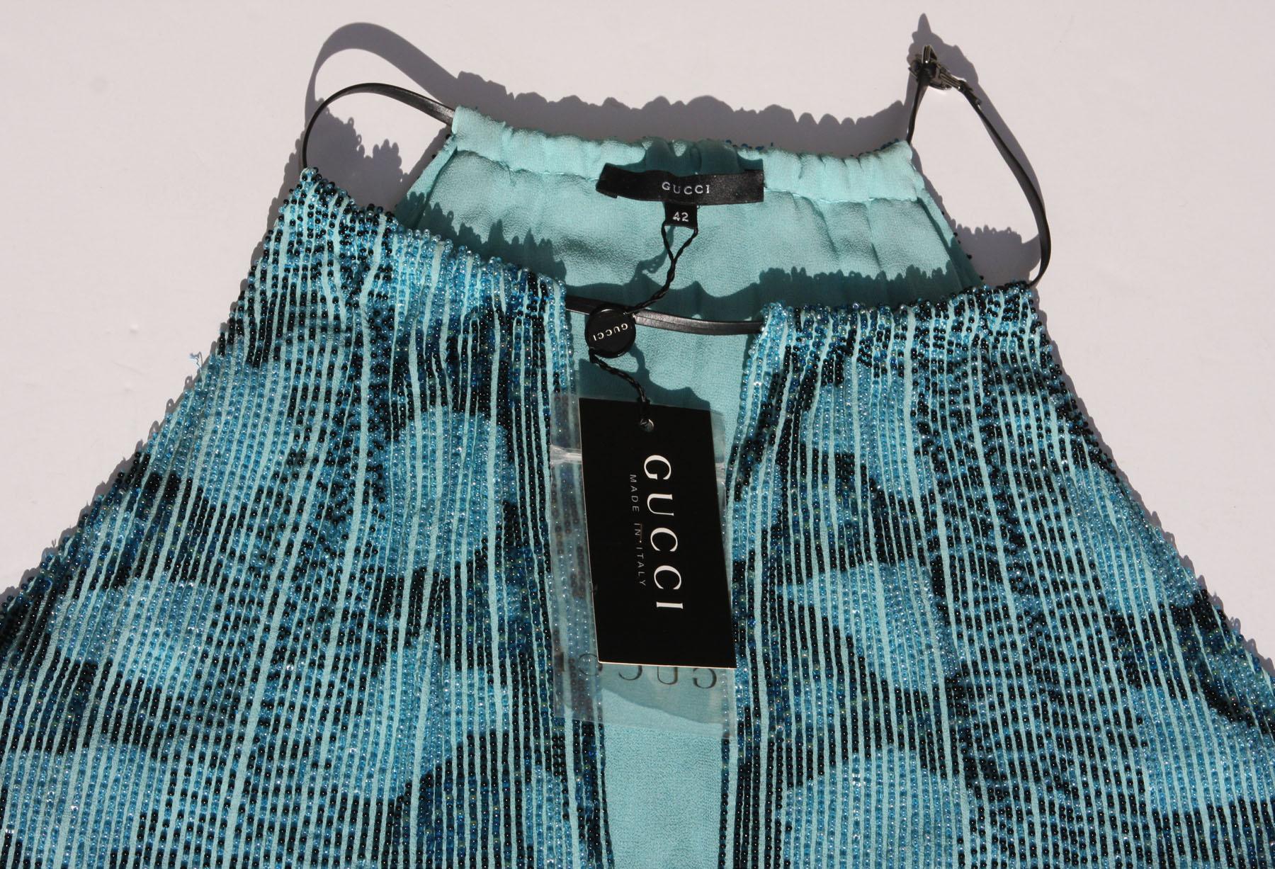 NWT Tom Ford for Gucci S/S 2000 Campaign Fully Beaded Snake Cocktail Dress 42 For Sale 4