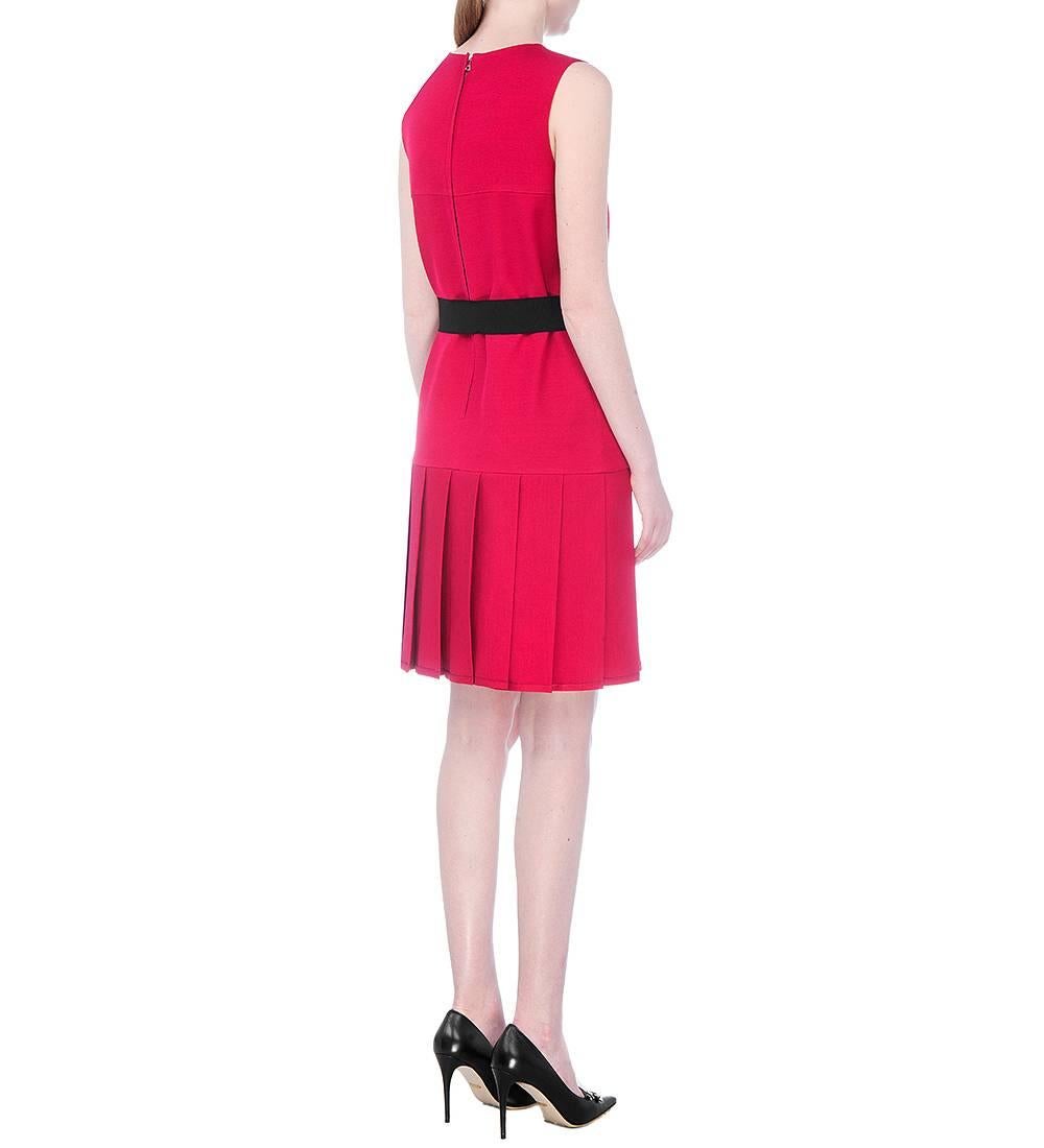 De las mujeres Nuevo Gucci Mini Cocktail Vestido De Seda Rojo Con Lazo Cinturón Negro It. 38 en venta
