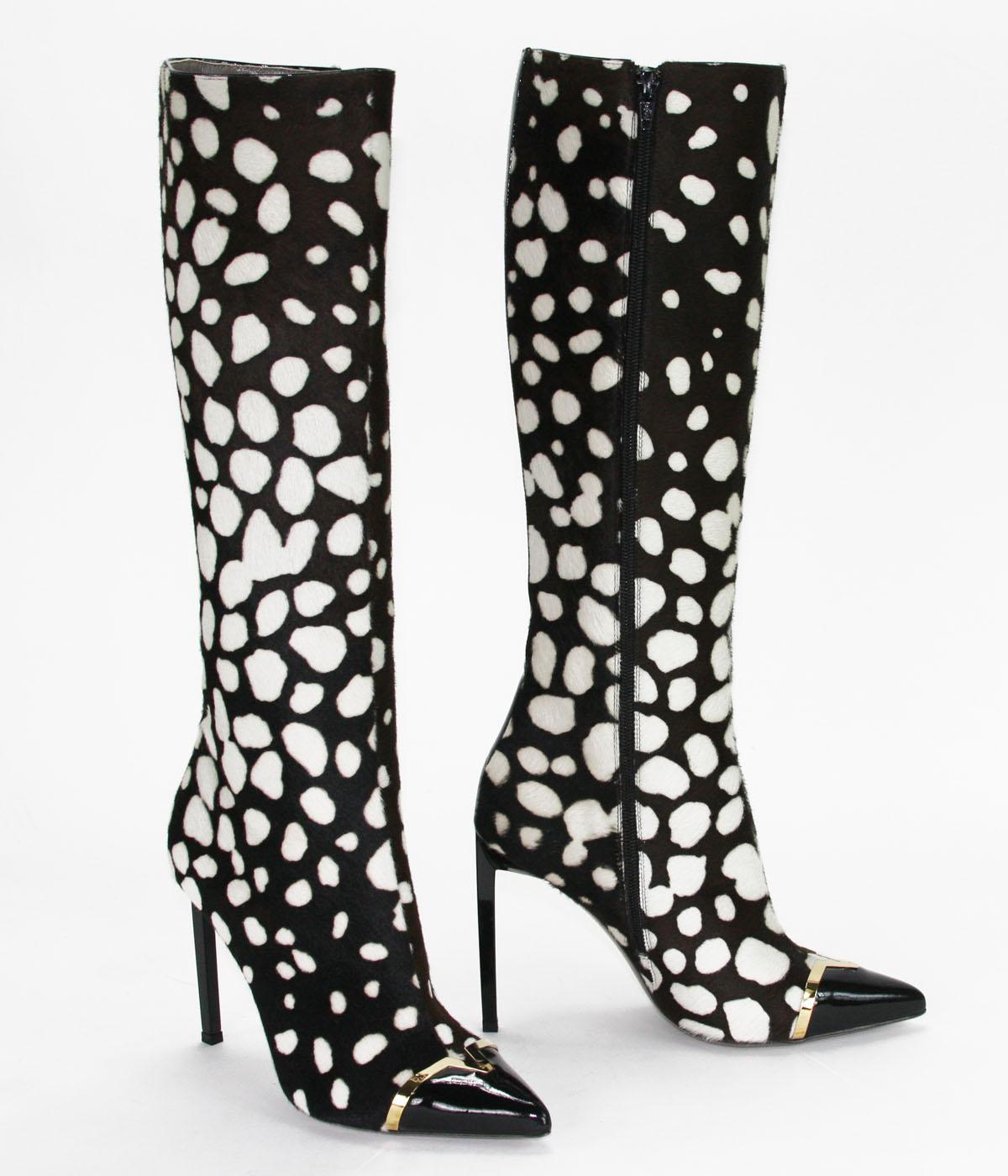 black and white leopard print boots