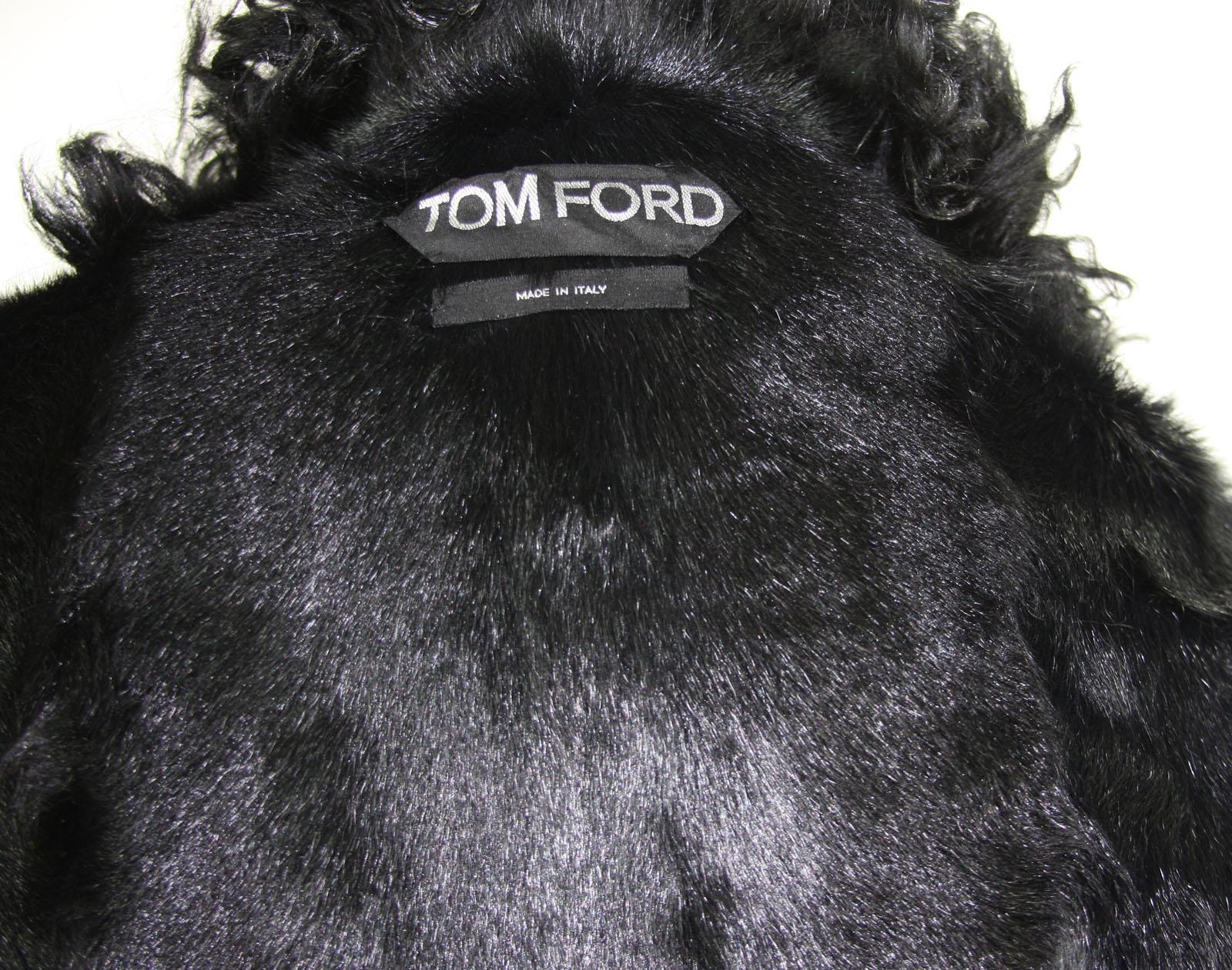 New Tom Ford Women's Metallic Leather Graphite Fur Lining Long Oversize Coat  3