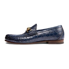 New GUCCI Men's Runway 1953 Horsebit CROCODILE Maritime Loafers 8.5