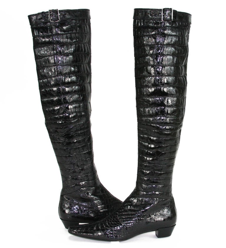 mark todd crocodile patent boots