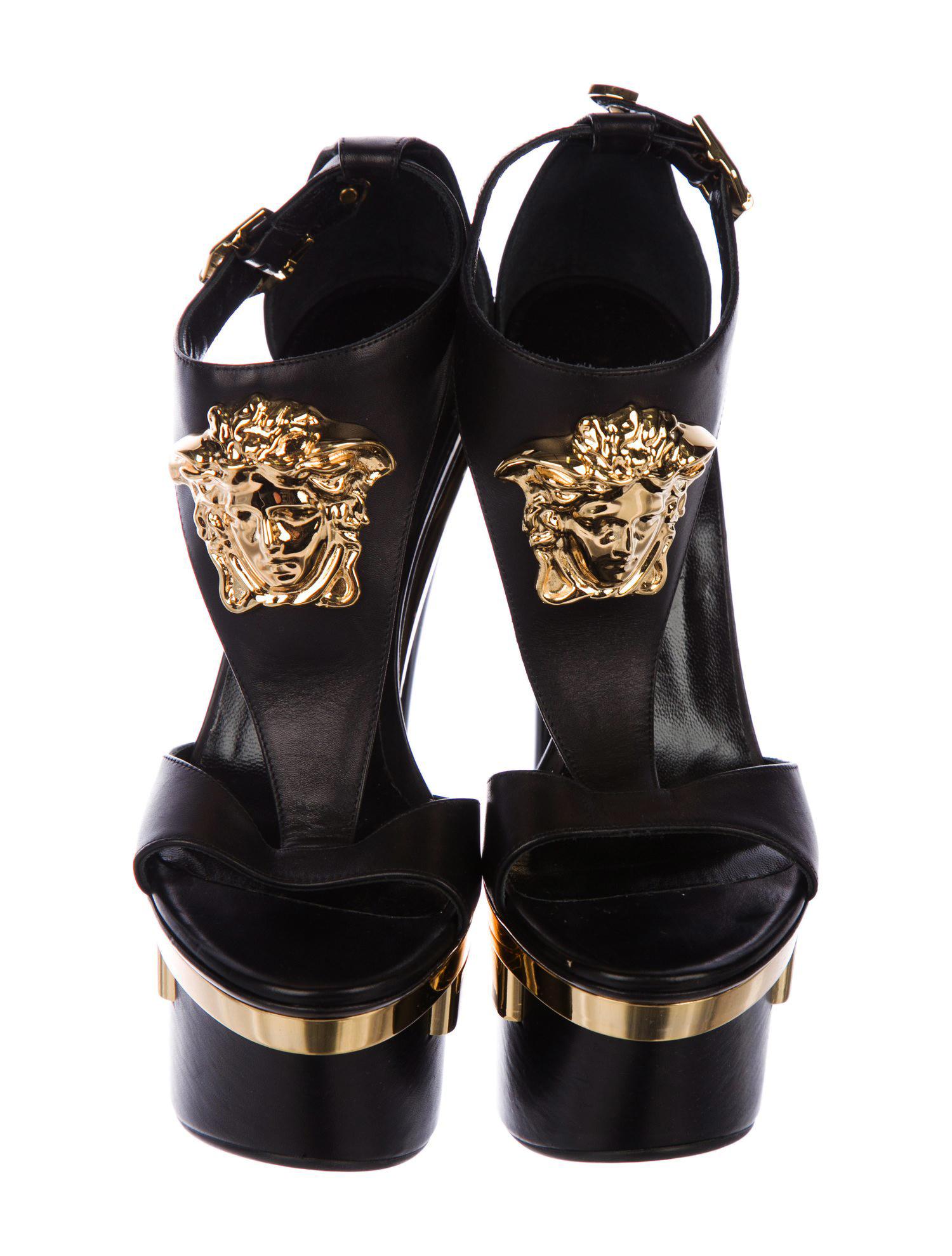 black and gold versace heels