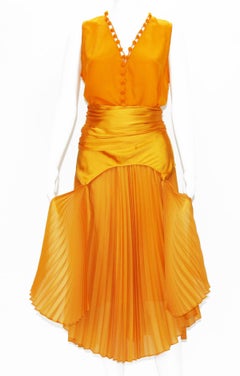 Tom Ford for Yves Saint Laurent S/S 2004 Silk Orange Top and Skirt Set  Fr 38/40