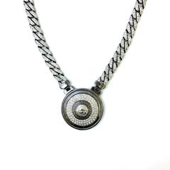 Gianni Versace silver gunmetal medallion necklace, 1990s