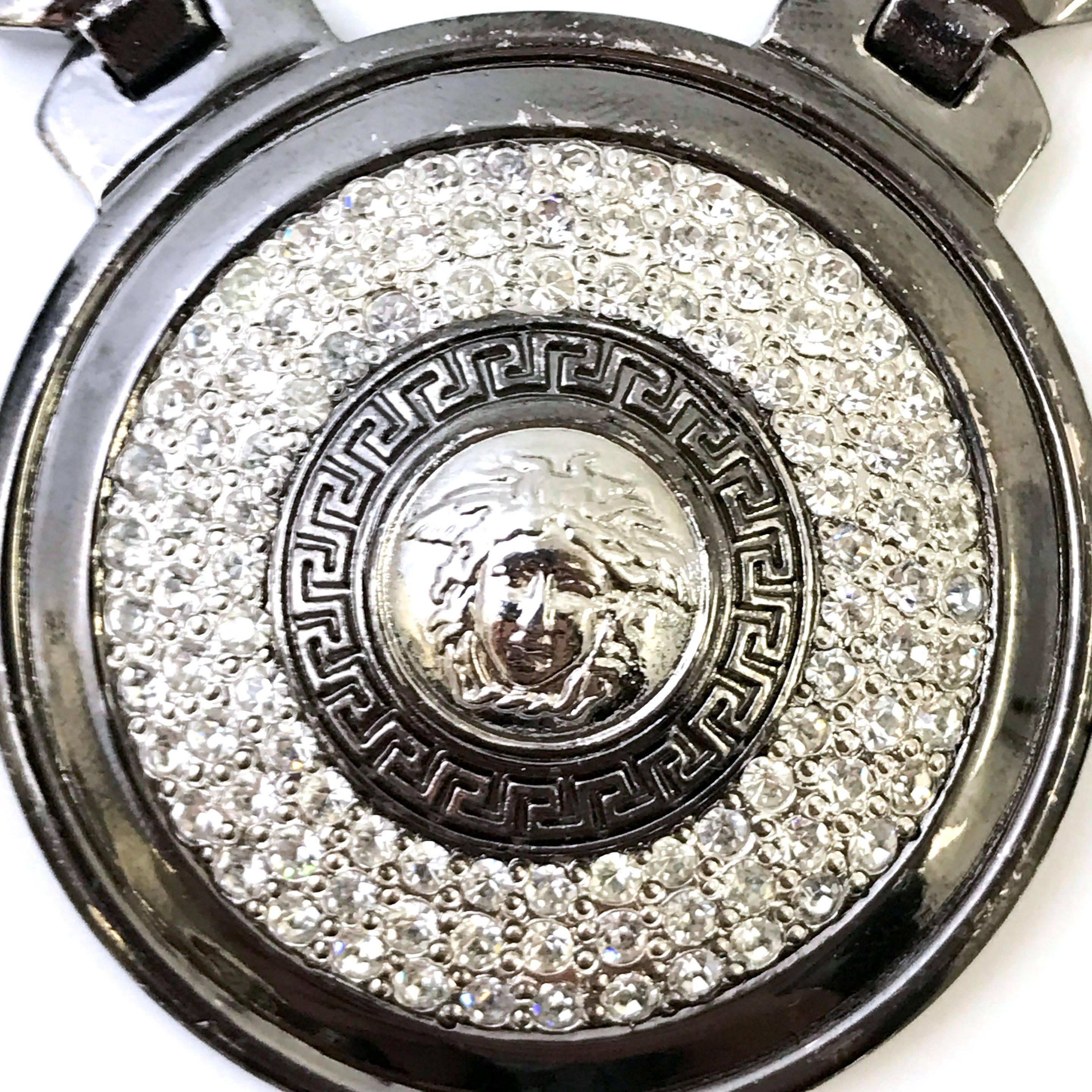 Gianni Versace silver gunmetal medallion necklace, 1990s  In New Condition In Nottingham, GB