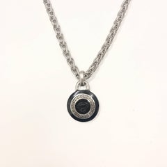 Gianni Versace 1990s silver and black enamel pendant necklace