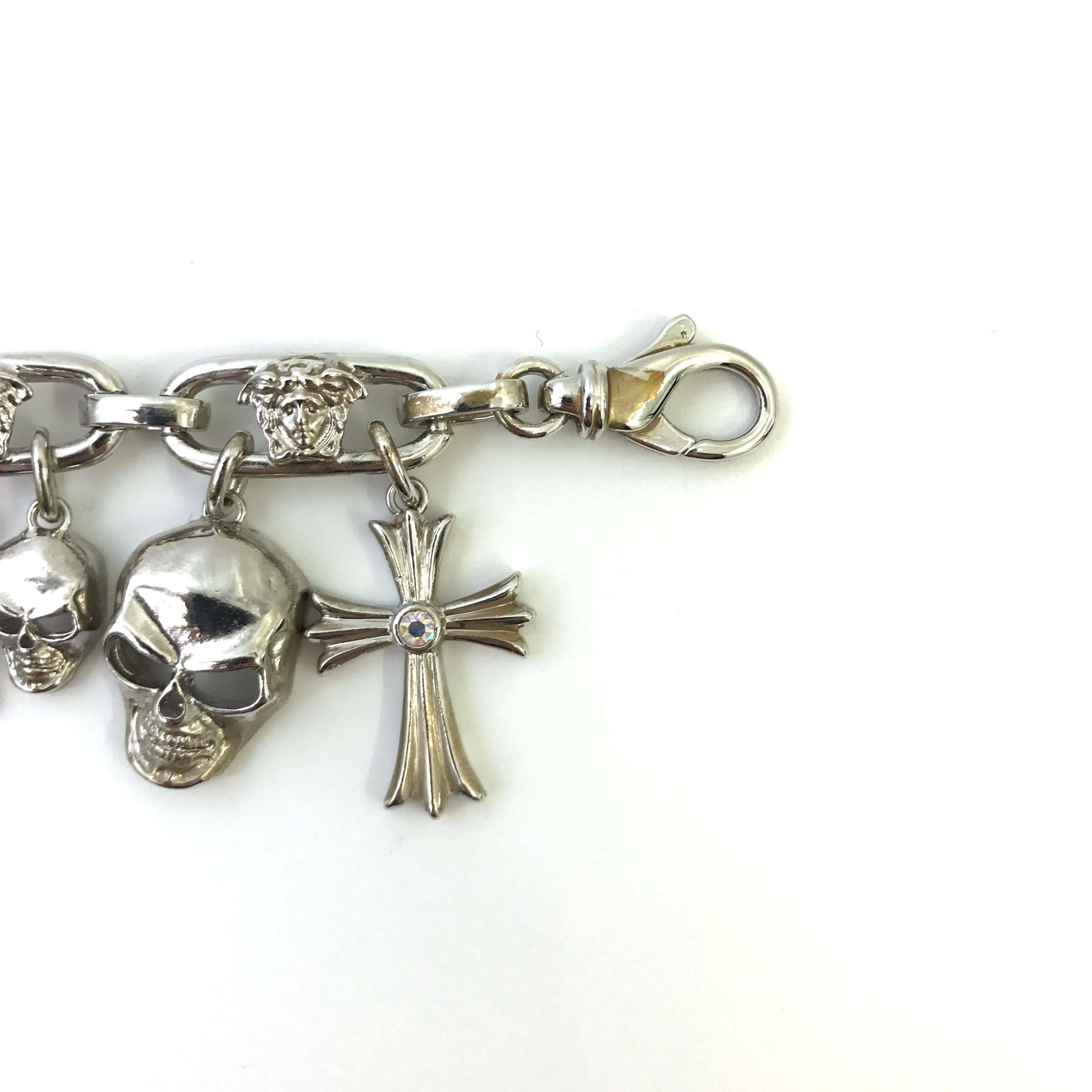 Gianni Versace gothic silver plated charm bracelet, 1990s  In New Condition In Nottingham, GB