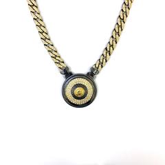 1990s Gianni Versace gunmetal and gold tone medallion chain