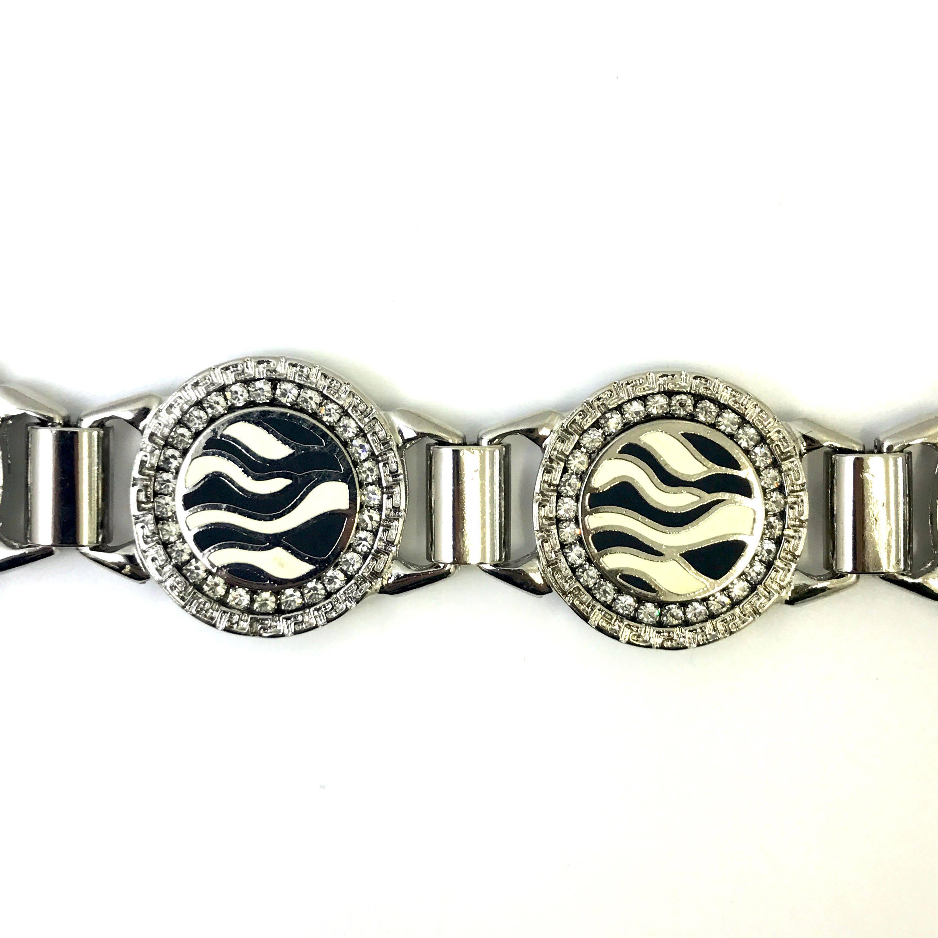 Gianni Versace 1990s zebra print metal belt with diamantes For Sale 2