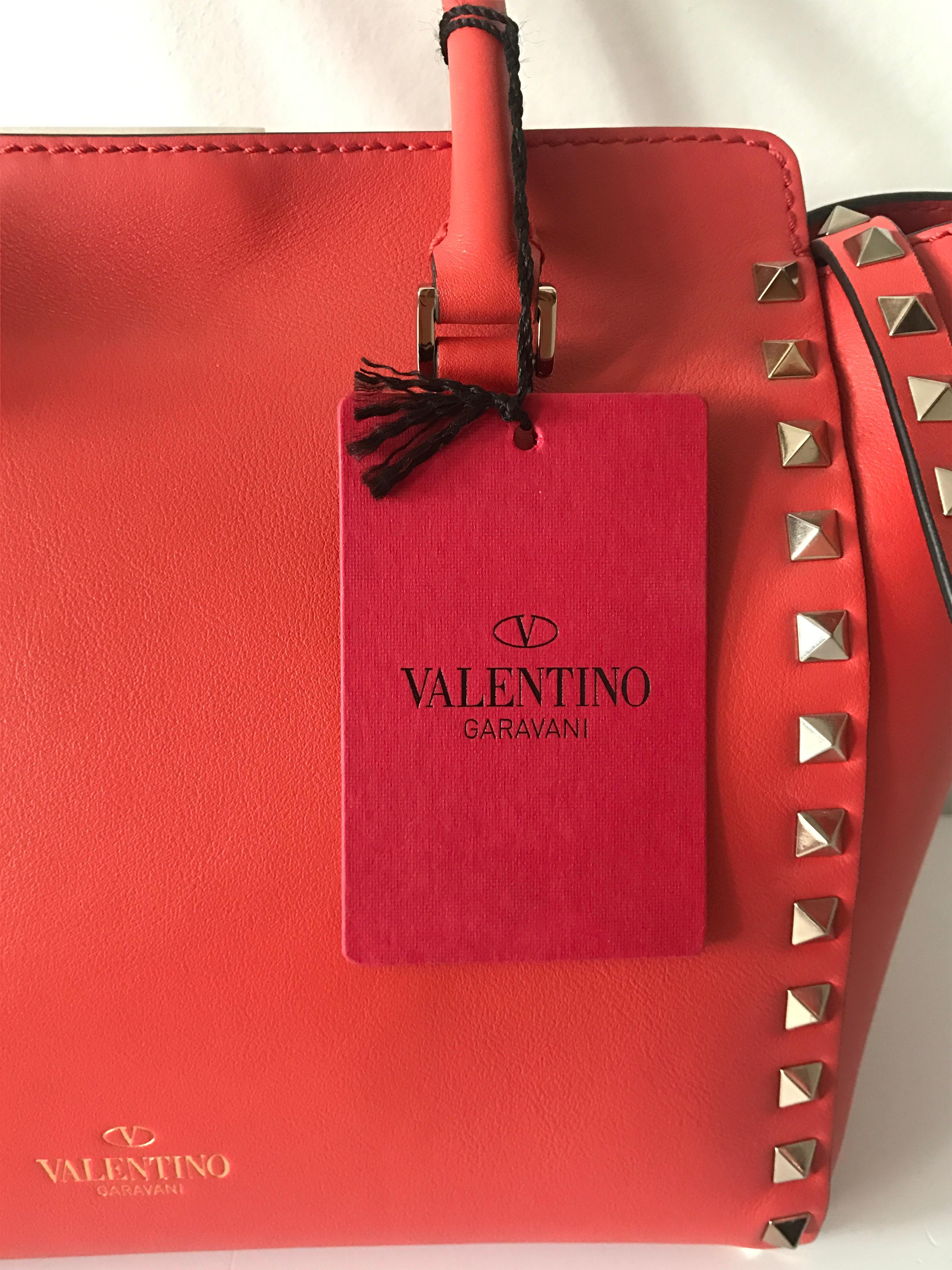 Valentino small rockstud leather handbag in cherry red  5