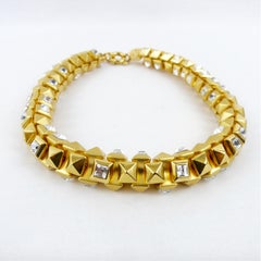 Gianni Versace 1990s gold stud and stone choker necklace
