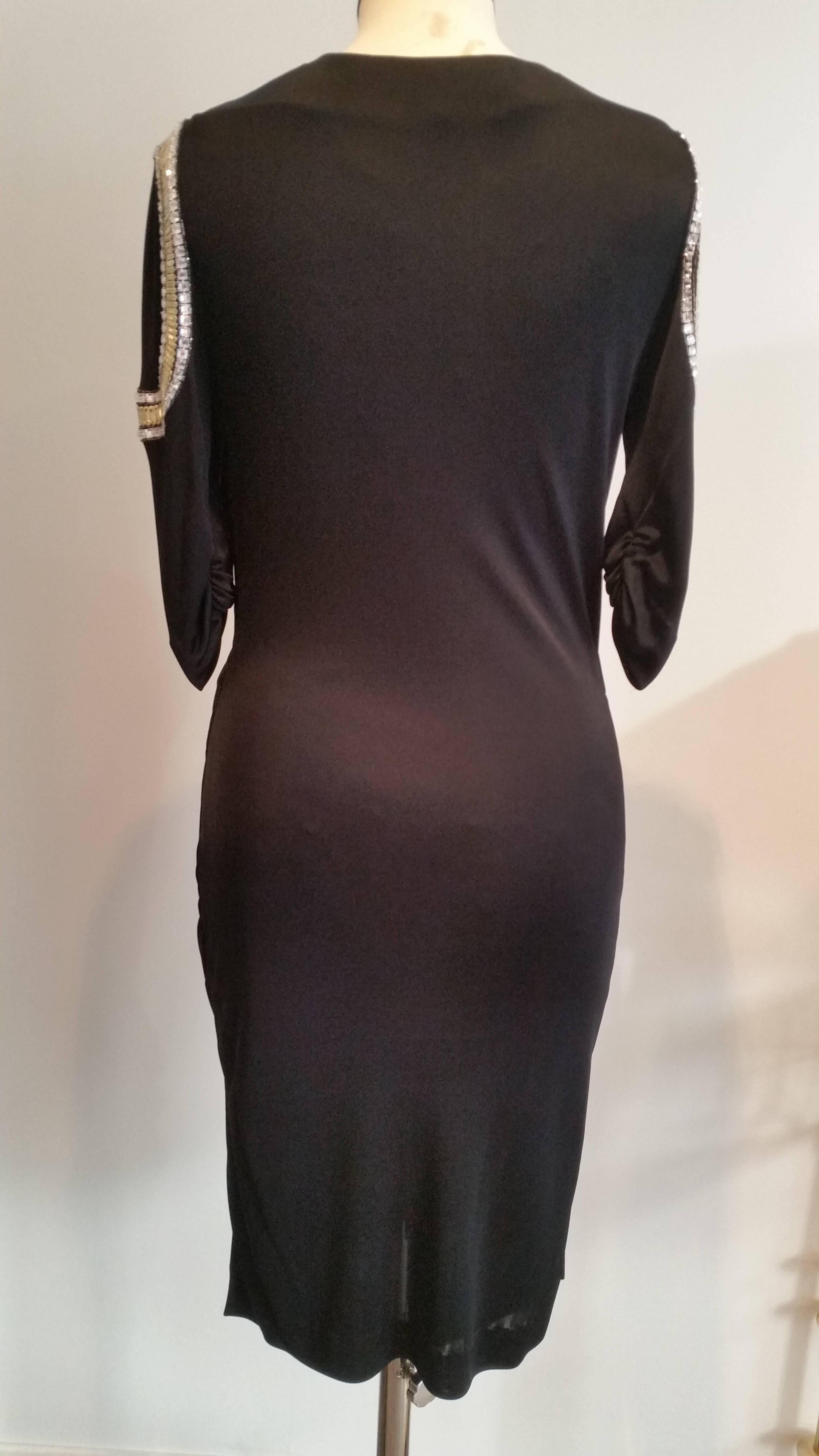Women's Emilio Pucci Glamorous Black Dress with Crystal Shoulder Beading Detail For Sale
