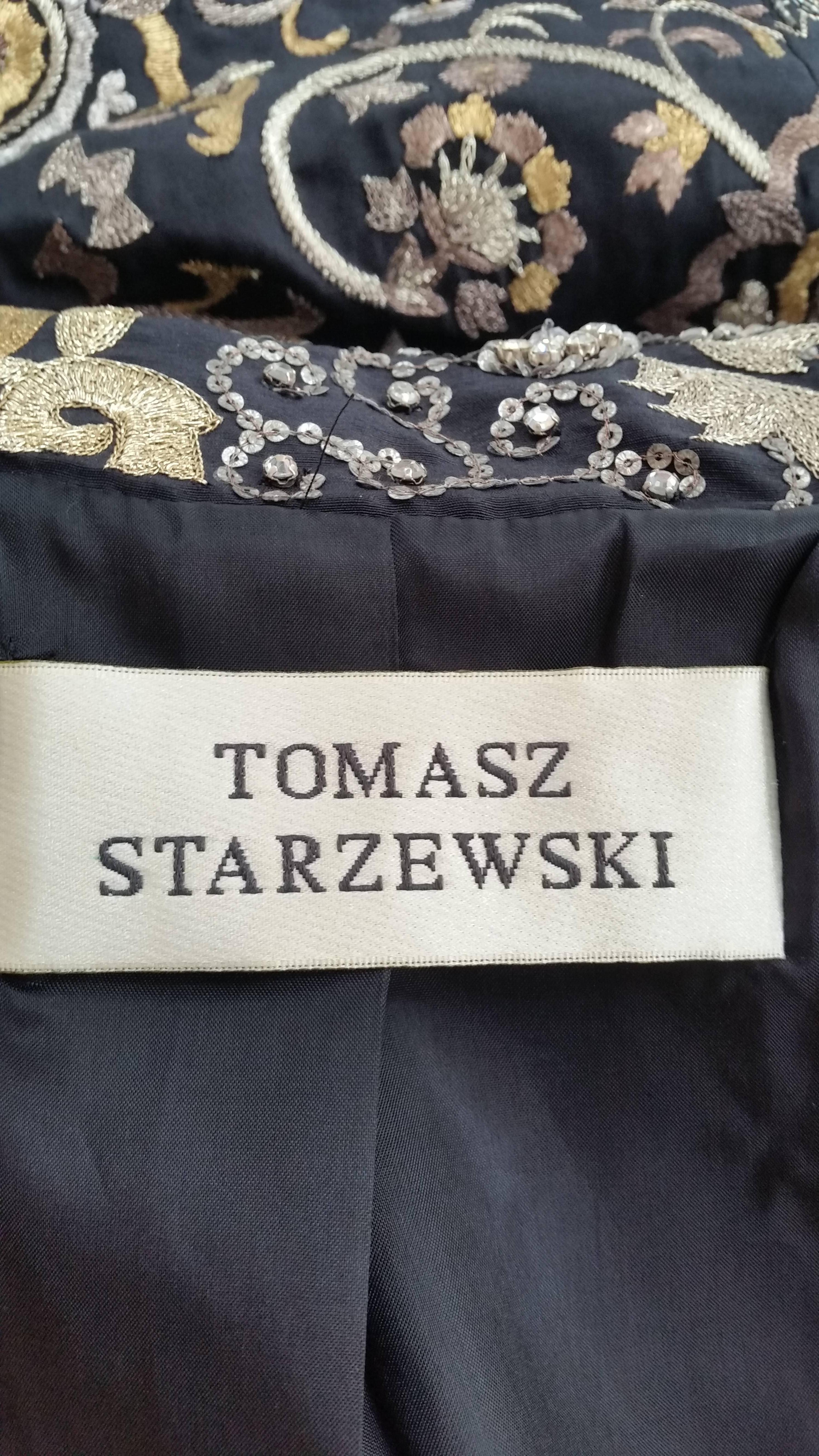 Tomasz Starzewski Black/gold/silver Evening Coat For Sale 1