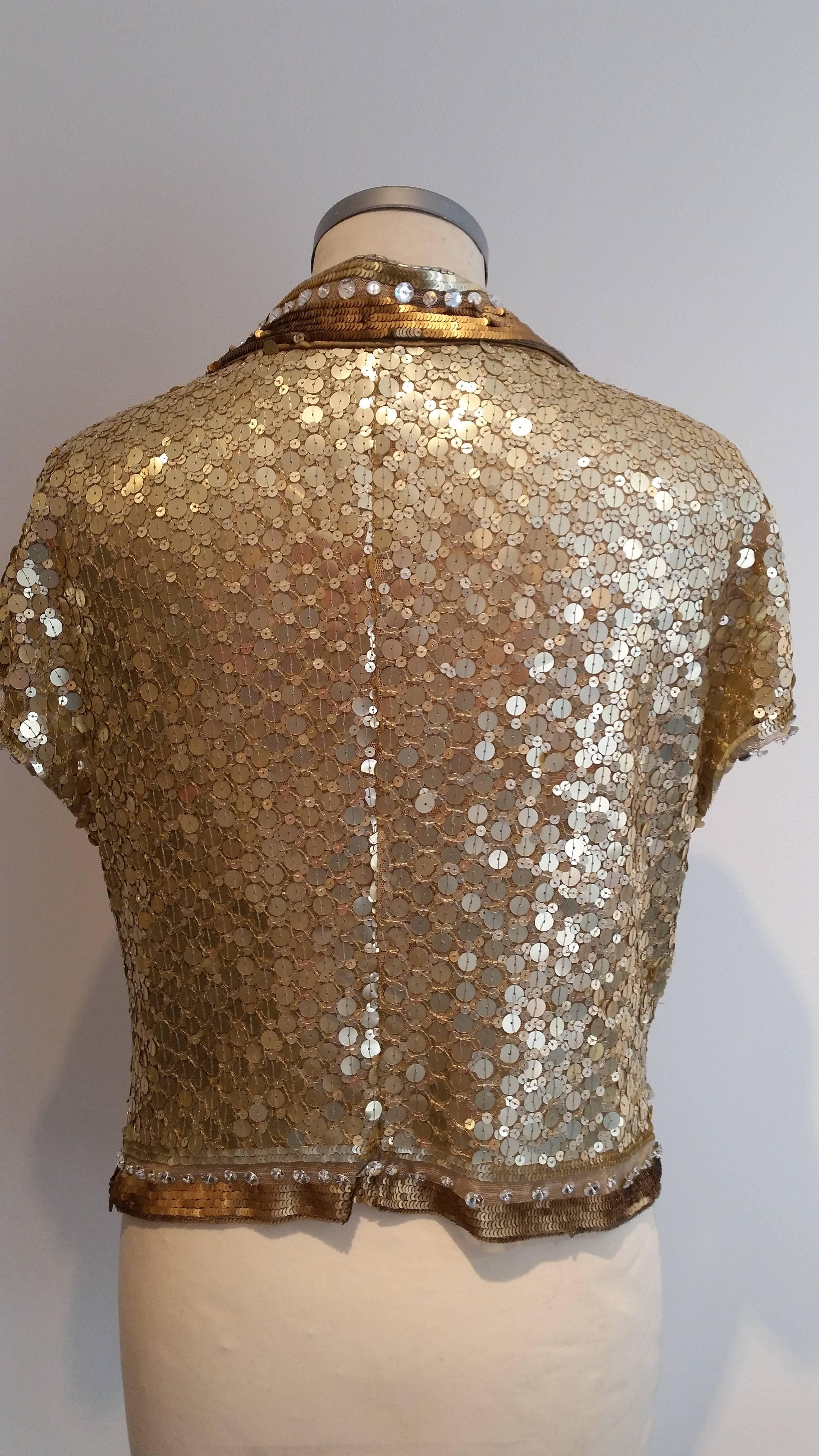 Women's Valentino Gold, Silver & Bronze Sequinned Top For Sale