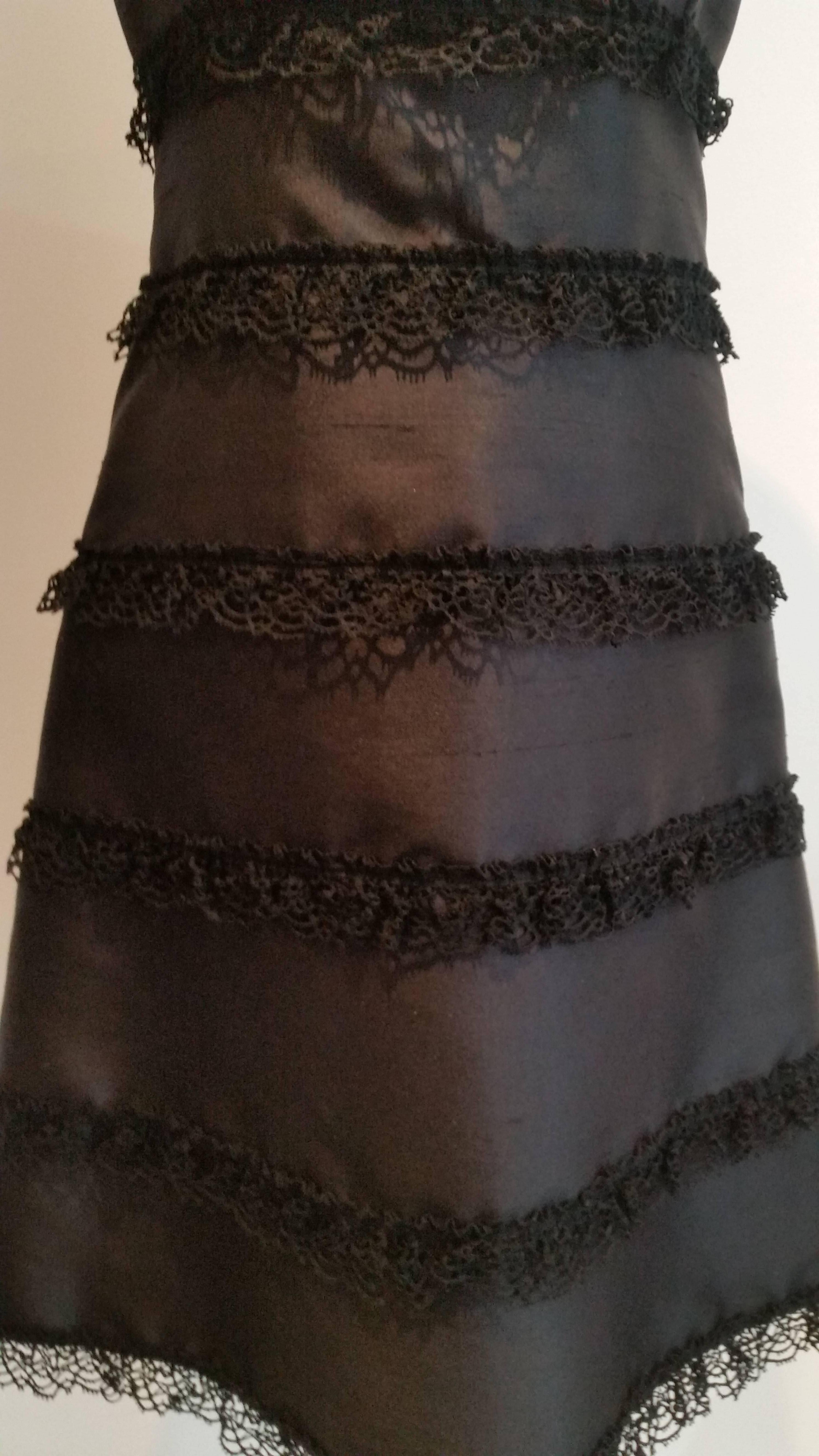 Valentino Black Lace and Silk A Line Dress 1