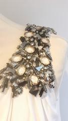 White Grecian style one shoulder cocktail dress