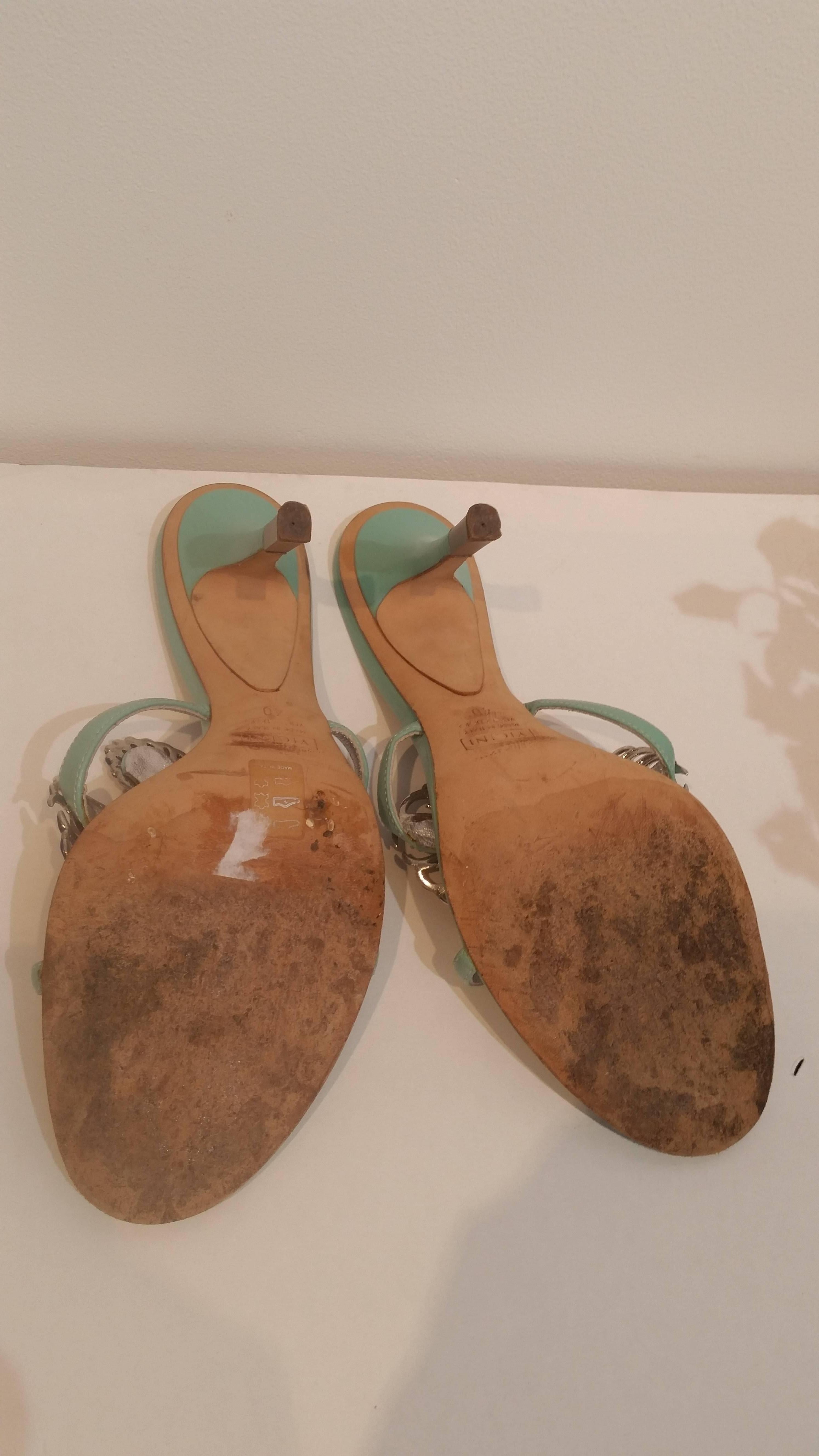 Women's Giuseppe Zanotti Fish Embellished Aqua Mules For Sale