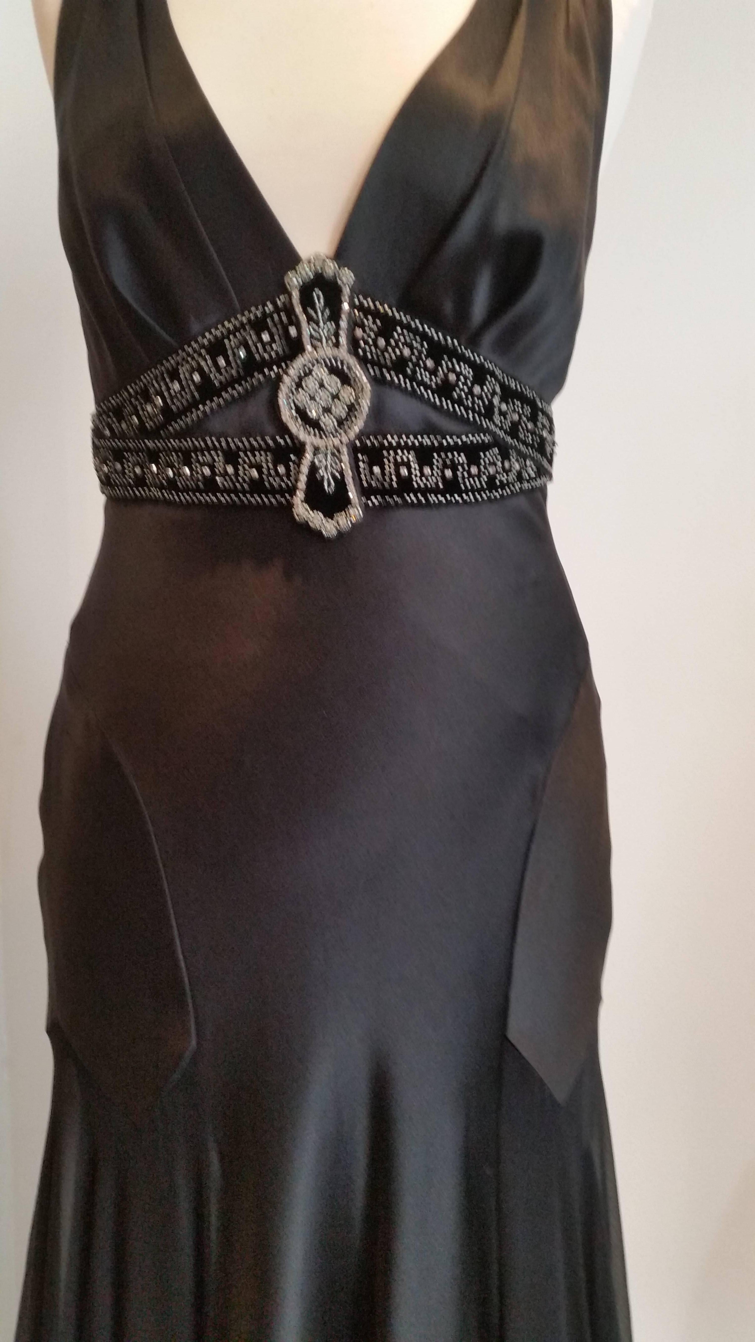 Art Deco Inspired Jenny Packham Black Open back Gown 2