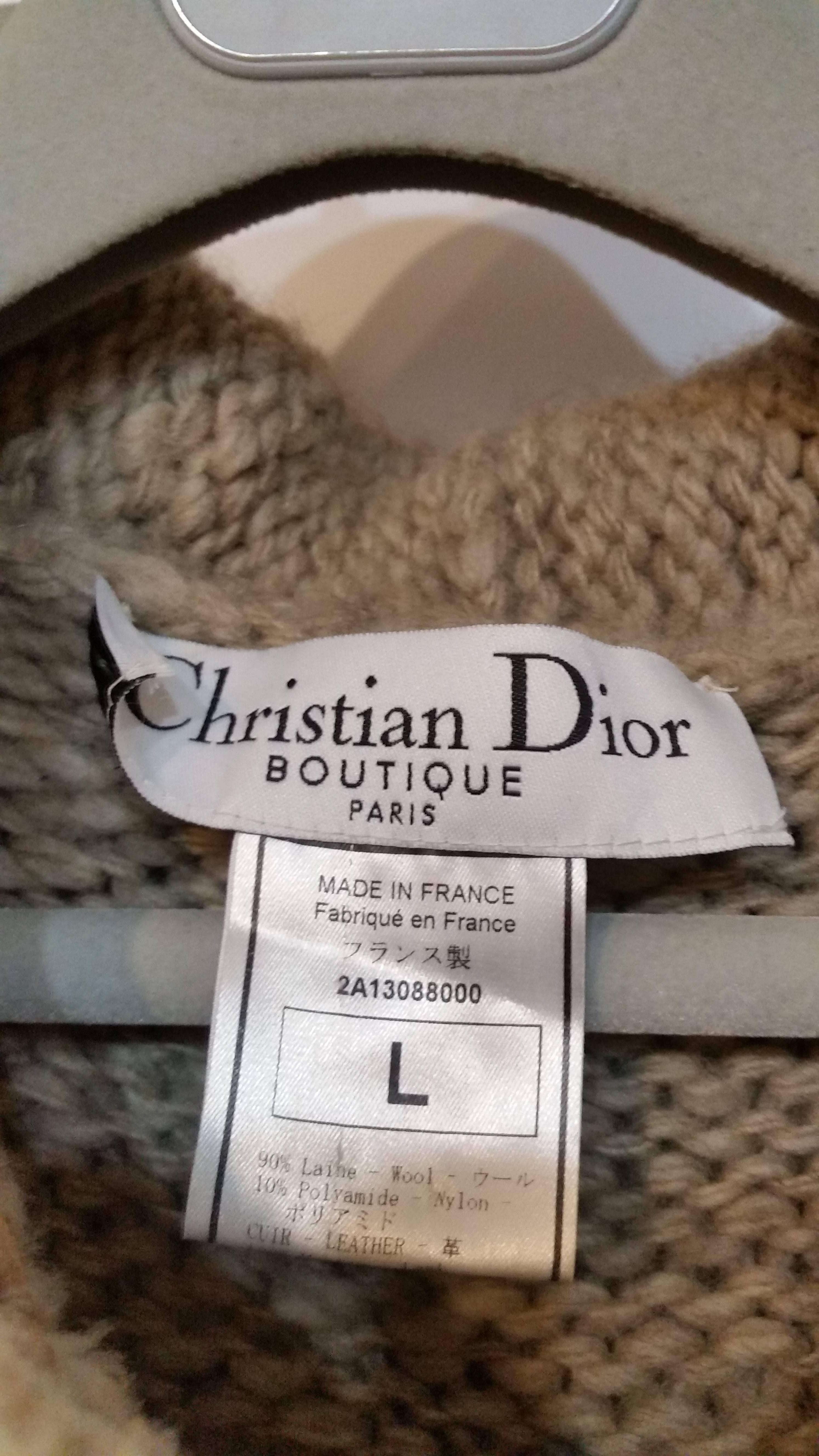Christian Dior Long Knitted Coat Navajo Embroidered Leather 3