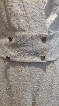 Chanel Cream Lace Cropped Wide Leg Trousers and Jacket