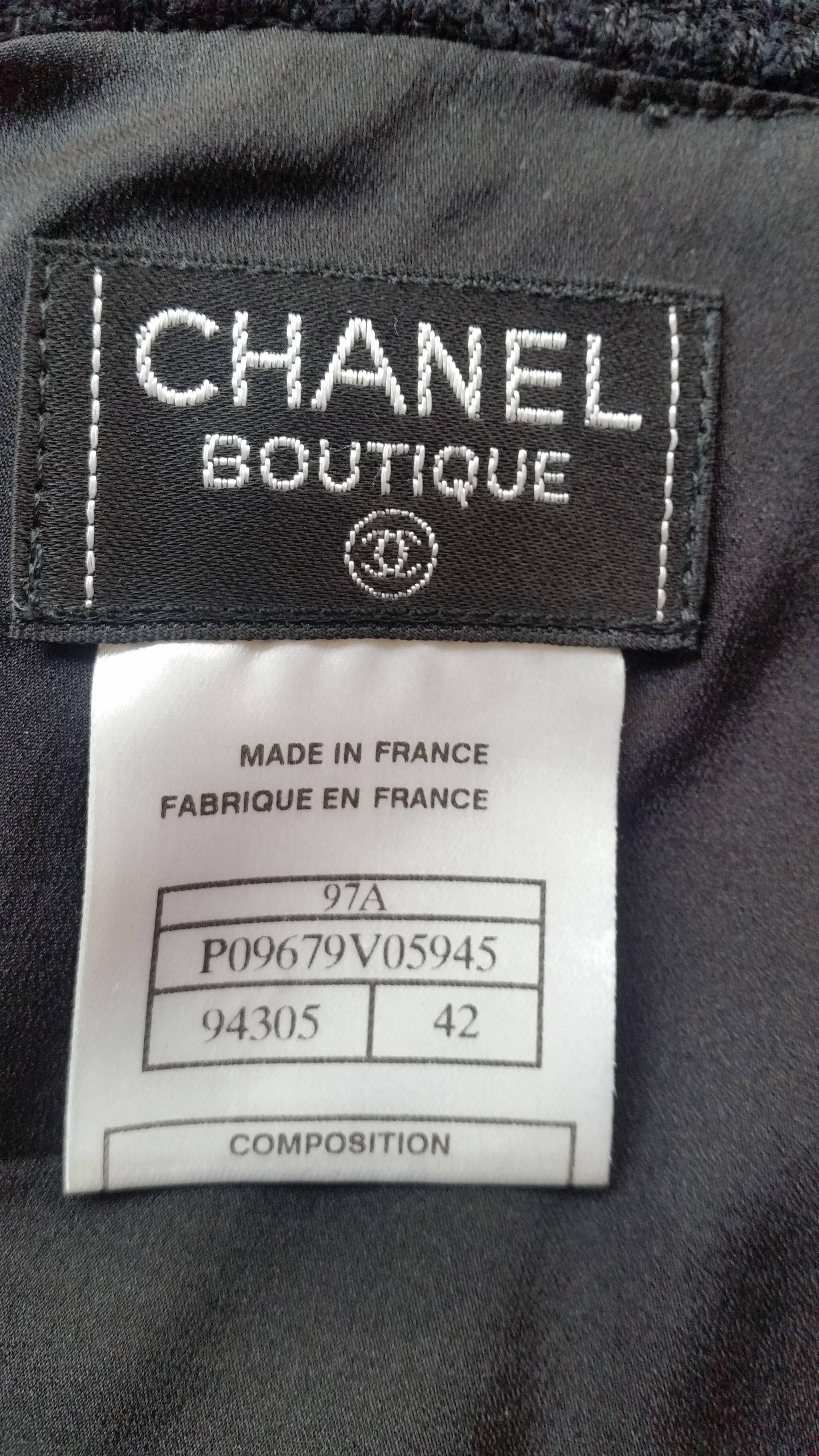 Chanel Vintage Black Boucle Skirt Suit 97A  2