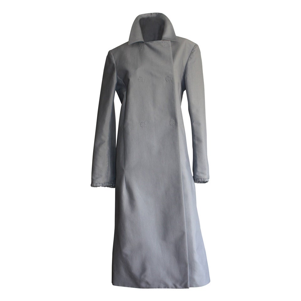 Marc Jacobs 2000s Size 8 Perwinkle Blue Campaign Spy Trench Coat For Sale