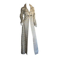 Vintage Stunning 1960s Silver Metallic Houndstooth Beaded Princess Jacket Opera Coat