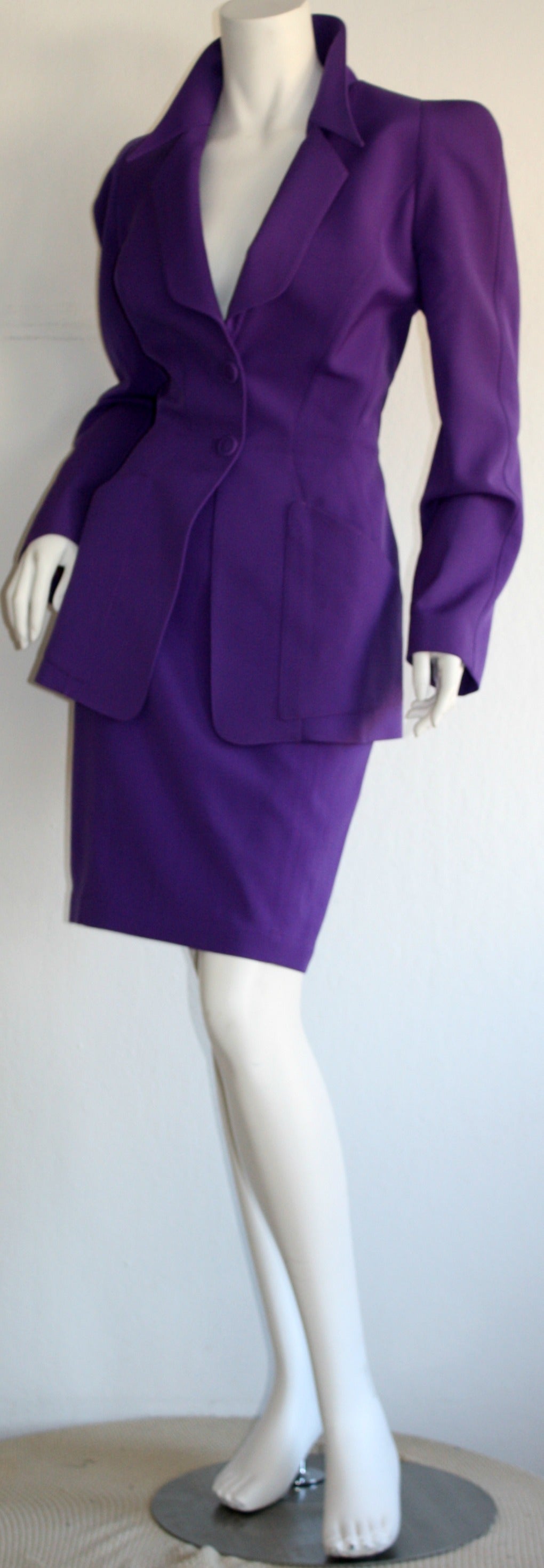 purple skirt suit