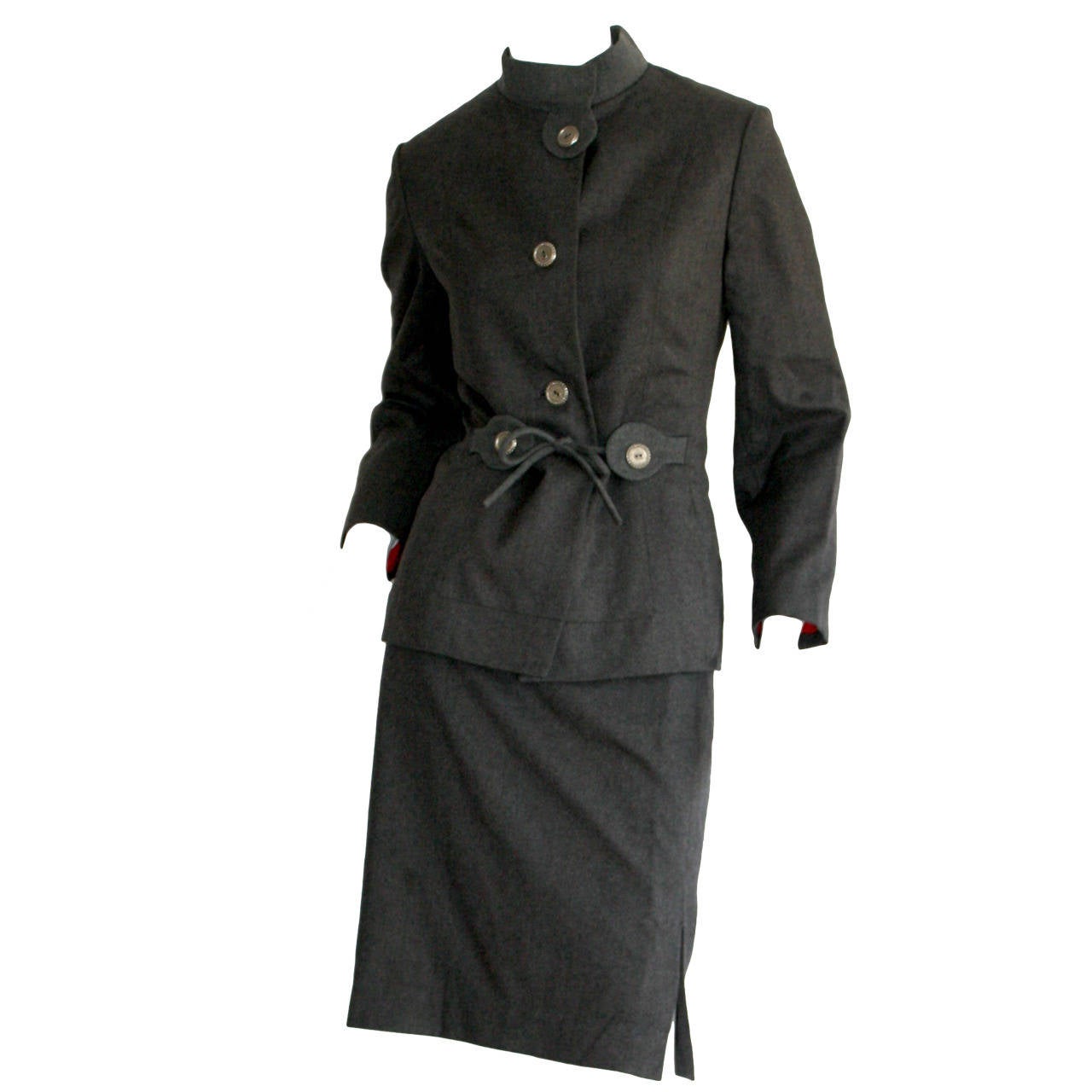 1940s Vintage Don Loper of Bevery Hills Charcoal Skirt Suit