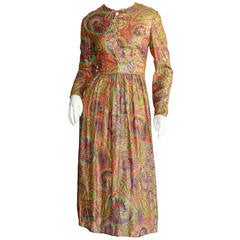 Amazing 1960s Vintage mollie Parnis Paisley Silk Metallic Babydoll Dress
