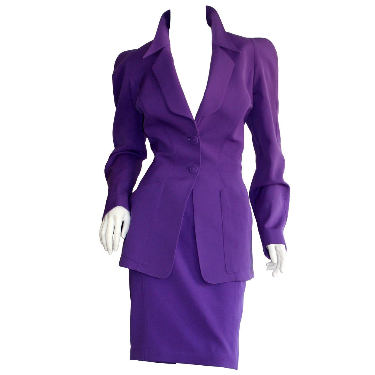 Chic Vintage Thierry Mugler Purple Signature Skirt Suit