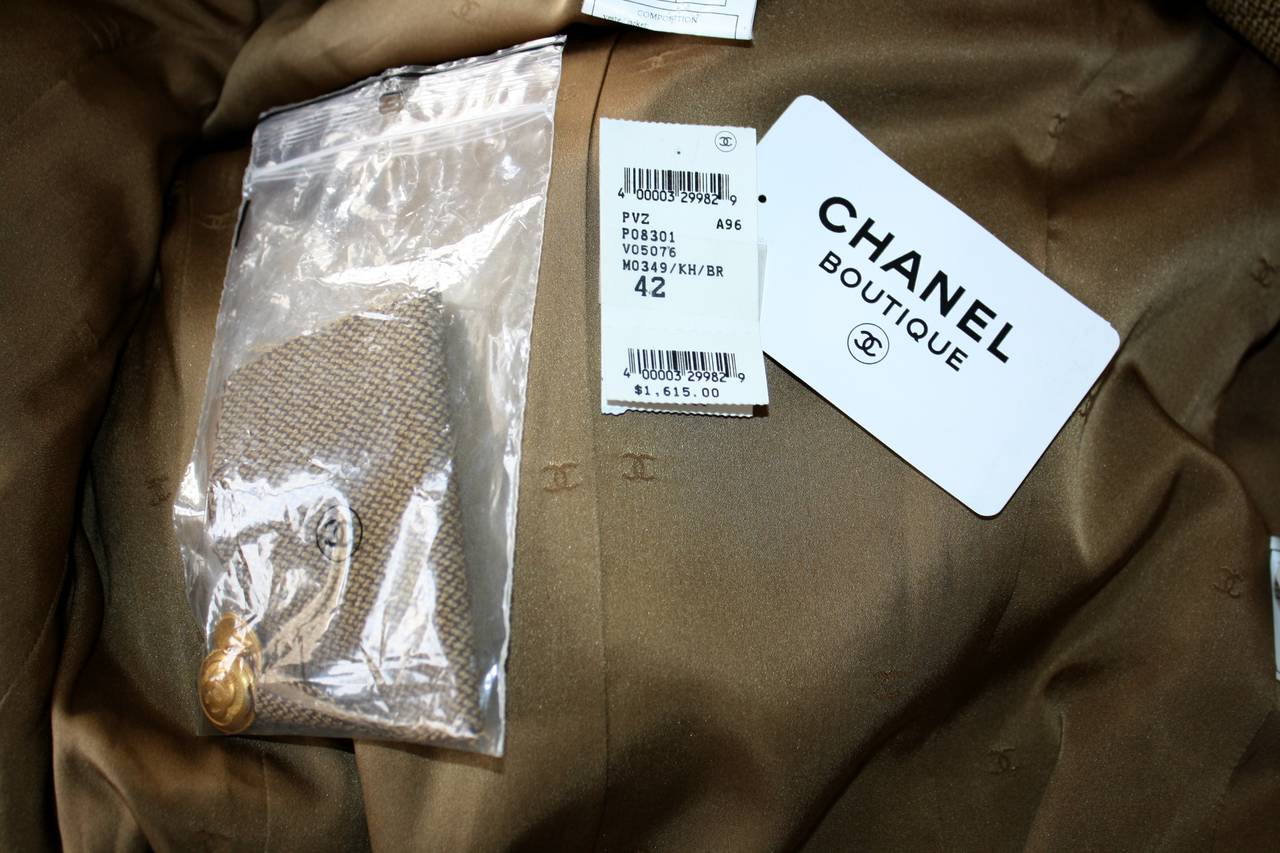 Vintage Chanel 96A Military Sz 42 Jacket Gold Logo Buttons Brand New w/ Tags 2