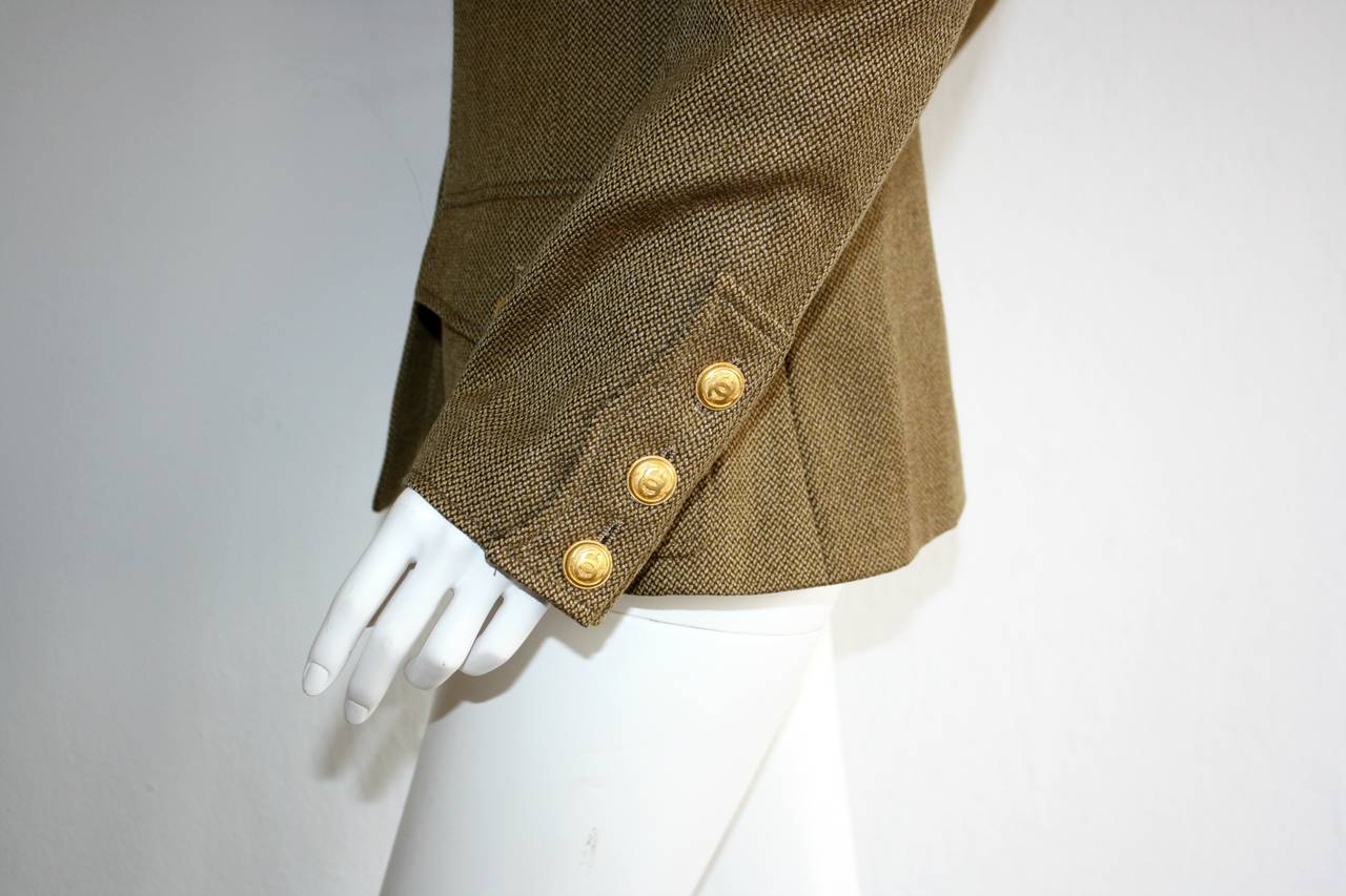 Women's Vintage Chanel 96A Military Sz 42 Jacket Gold Logo Buttons Brand New w/ Tags