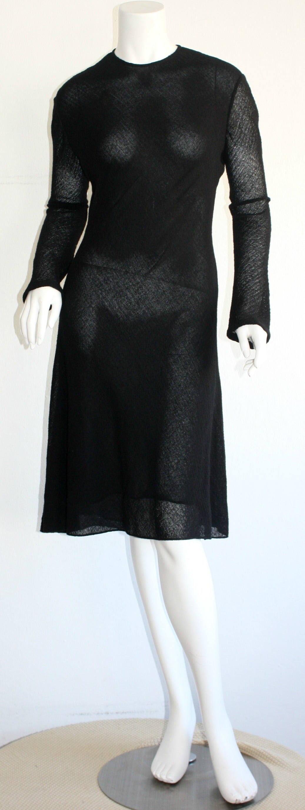 1990s Vintage Calvin Klein Collection Black Long Sleeve Dress For Sale at  1stDibs