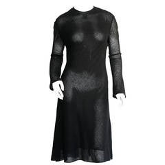 1990s Vintage Calvin Klein Collection Black Long Sleeve Dress