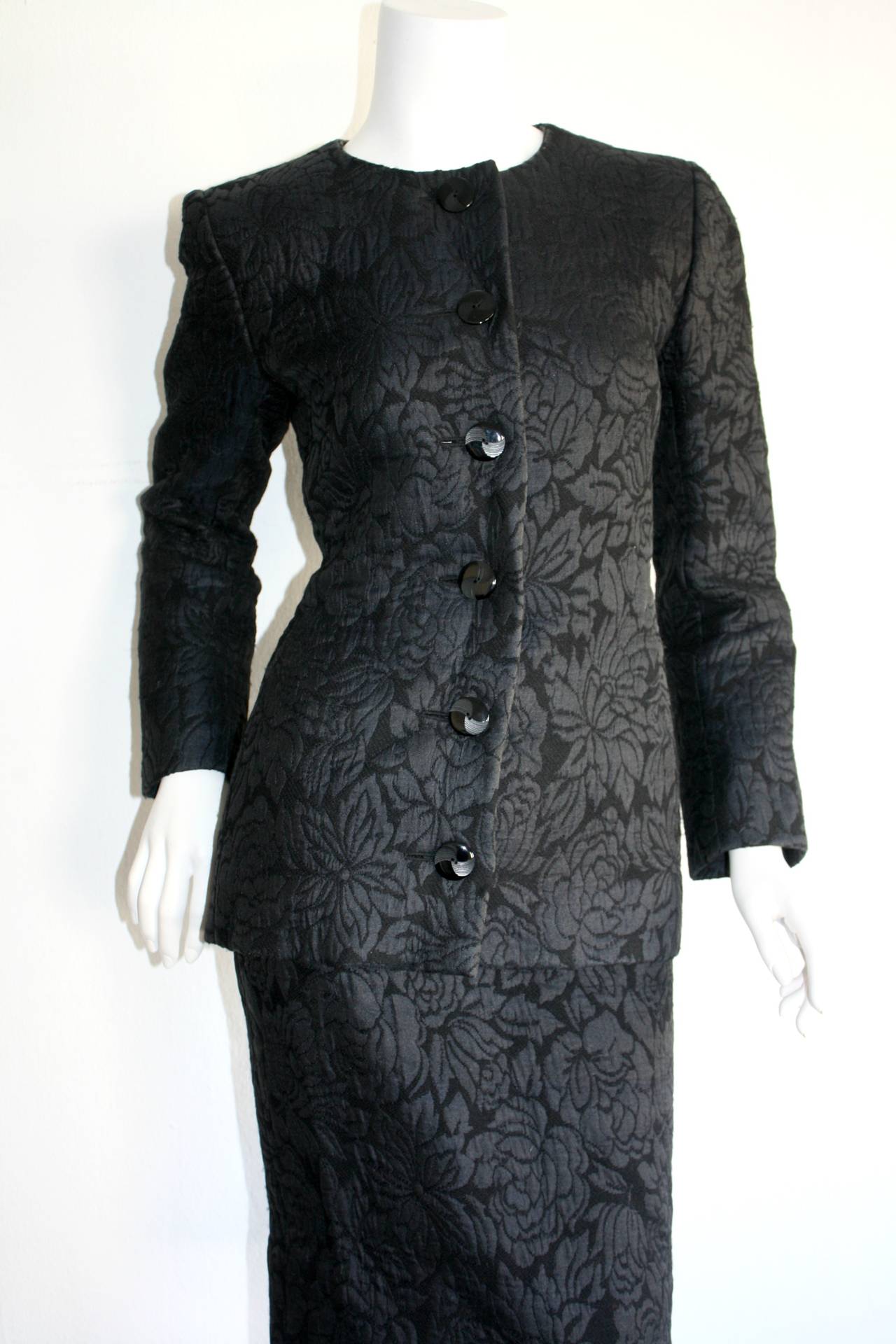 Black Vintage Yves Saint Laurent Haute Couture Numbered Skirt Suit - Stunning! For Sale