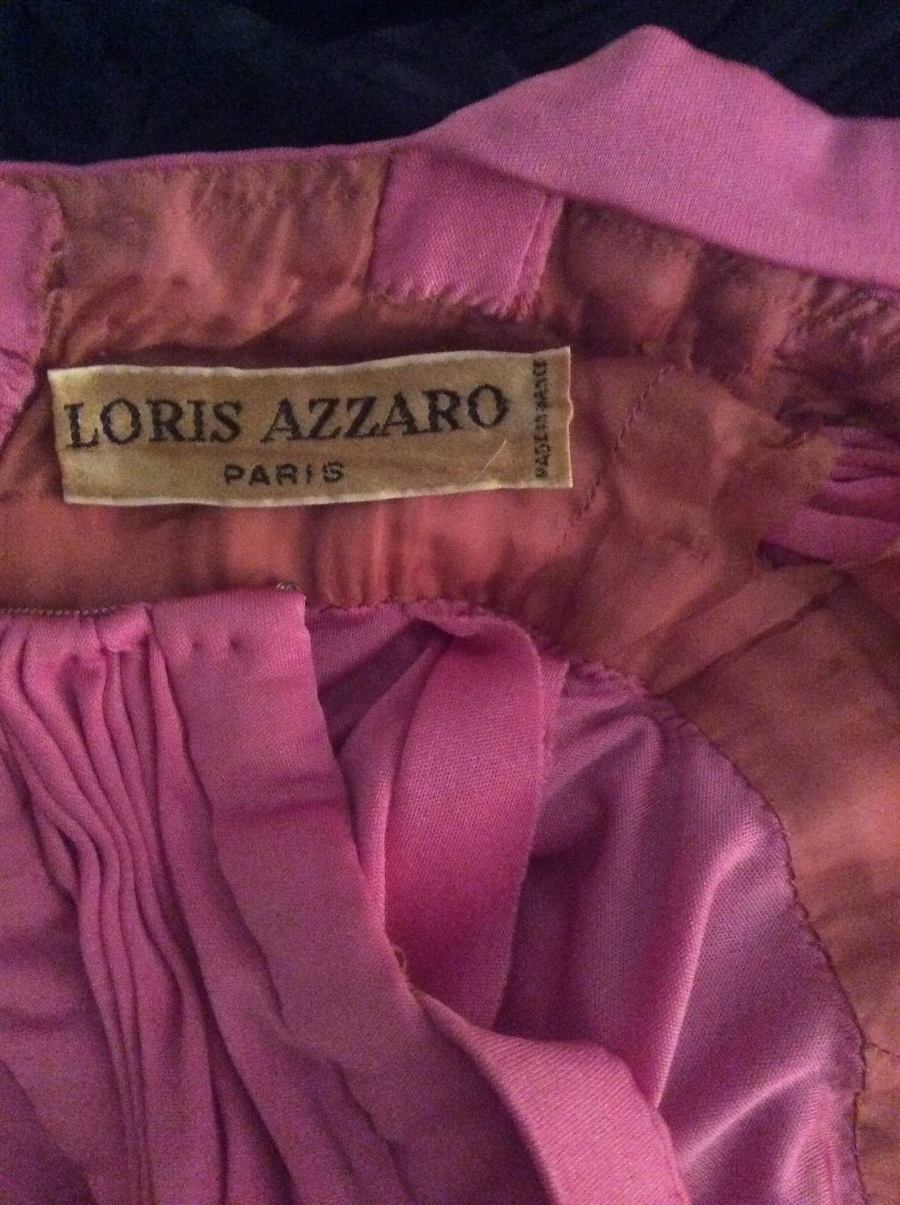 Loris Azzaro - Robe robe empire rose en jersey de soie vintage, 1970  en vente 2