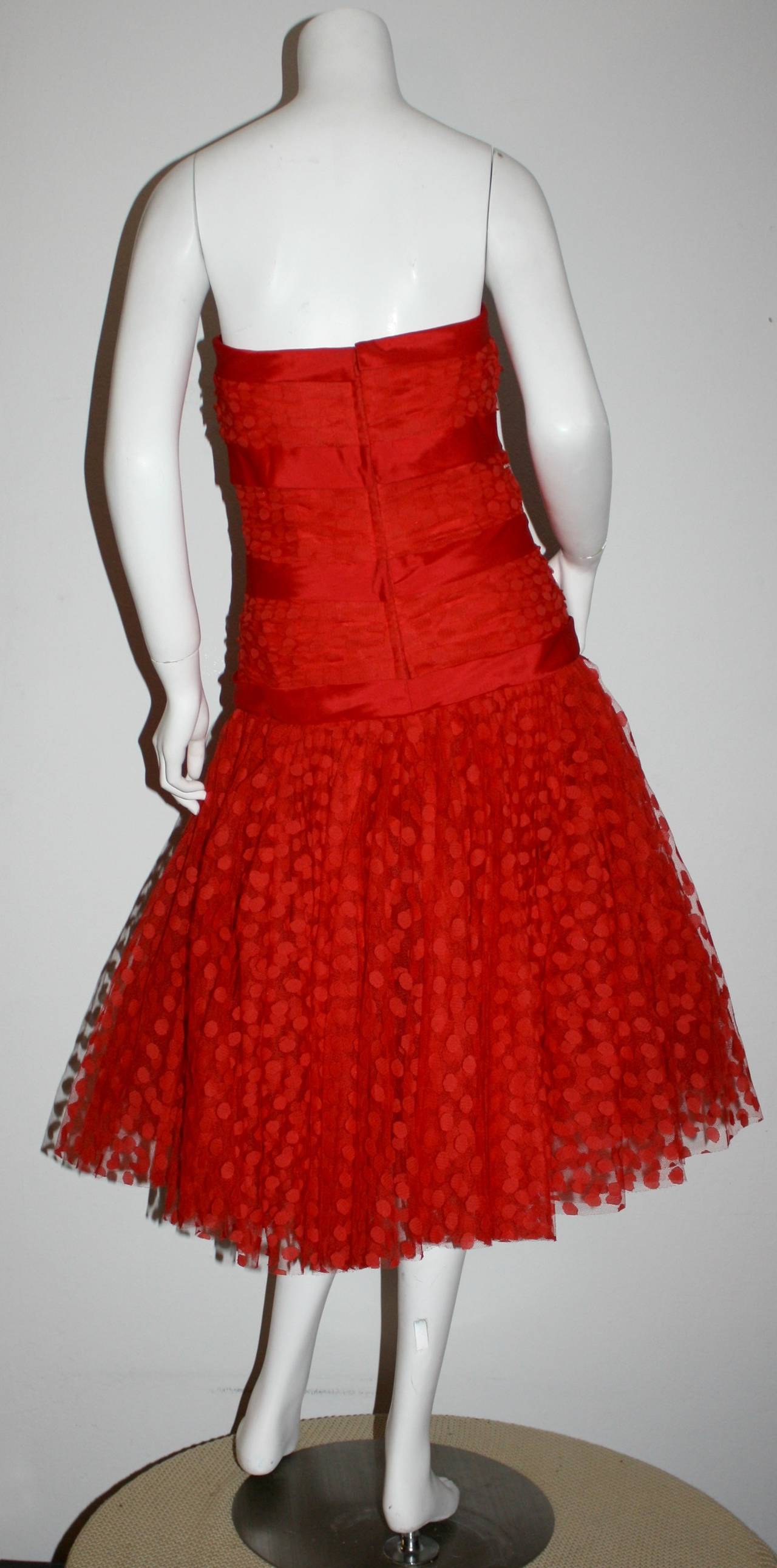 1980 Jill Richards for Elizabeth Arden Red Valentine's Day Vintage 80s Dress en vente 2