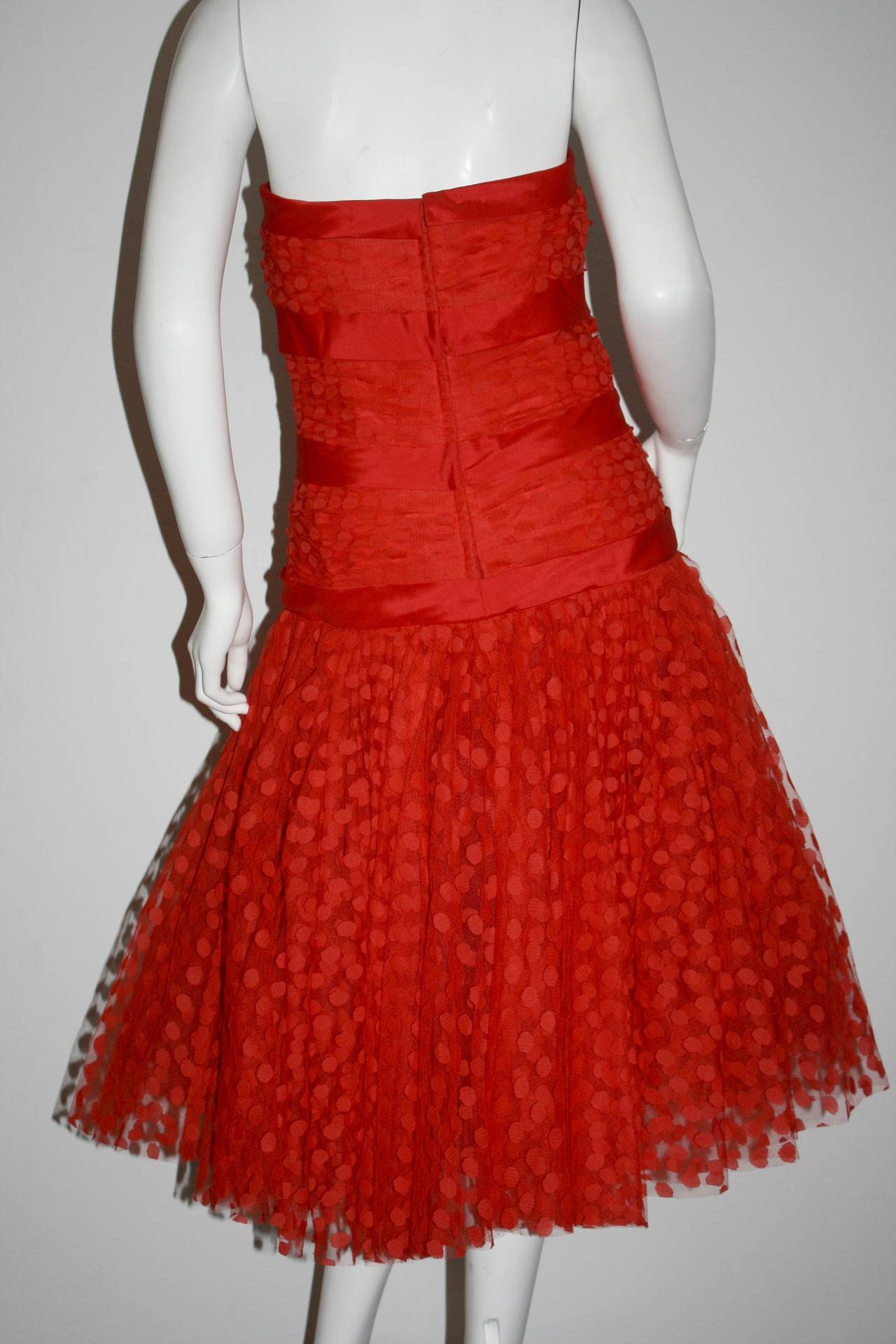 1980 Jill Richards for Elizabeth Arden Red Valentine's Day Vintage 80s Dress Pour femmes en vente