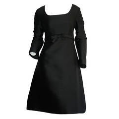Suzy Perette 1960s Vintage Raw Silk Black Empire Bell Dress 2