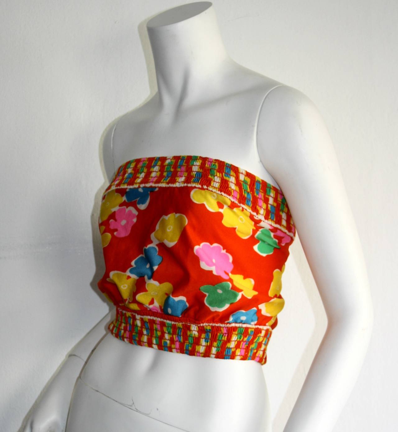 Red Oscar de la Renta Vintage 1970s Jersey Tube Top Blouse For Sale