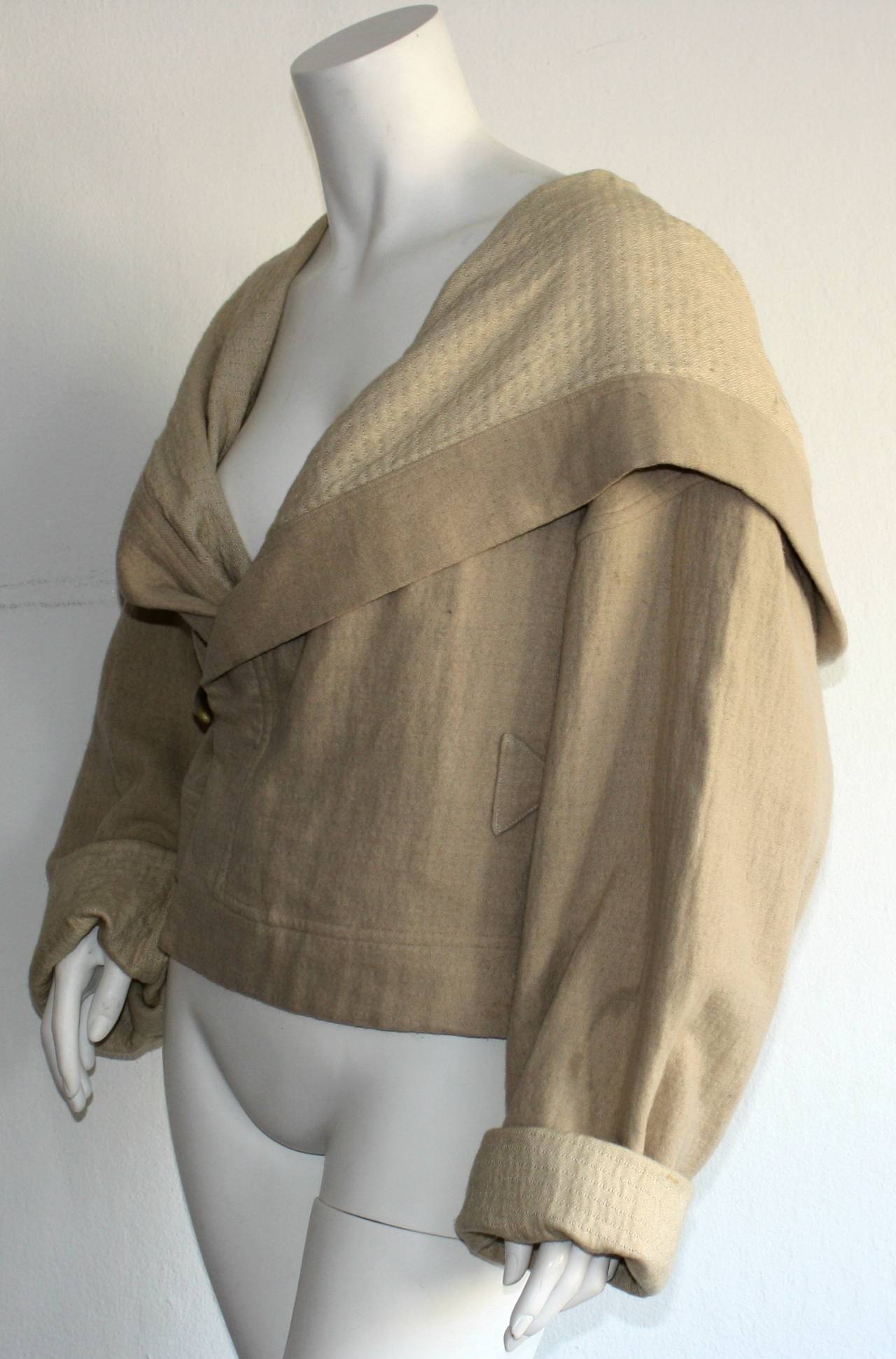 Brown Issey Miyake Plantation Vintage Khaki Slouchy Toggle Jacket Coat