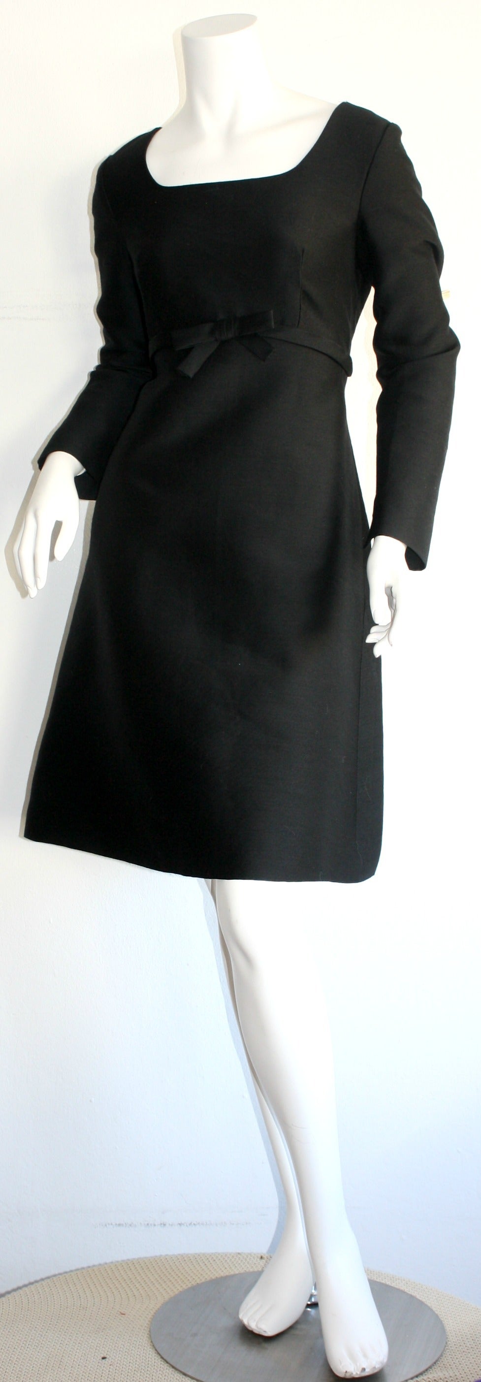 Women's Suzy Perette 1960s Vintage Raw Silk Black Empire Bell Dress