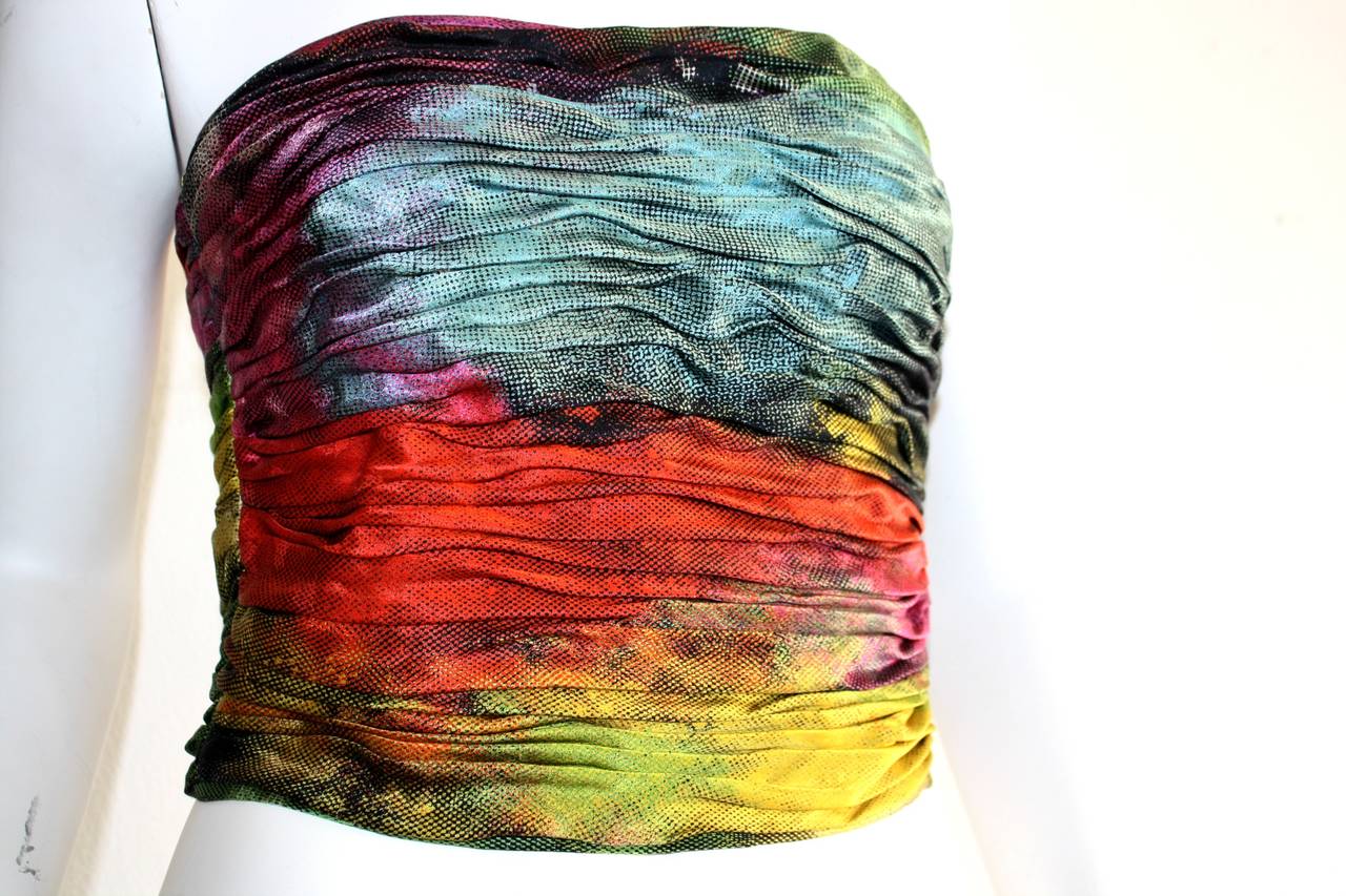Women's Emanuel Ungaro Vintage Silk Rainbow Ombre Bustier Top