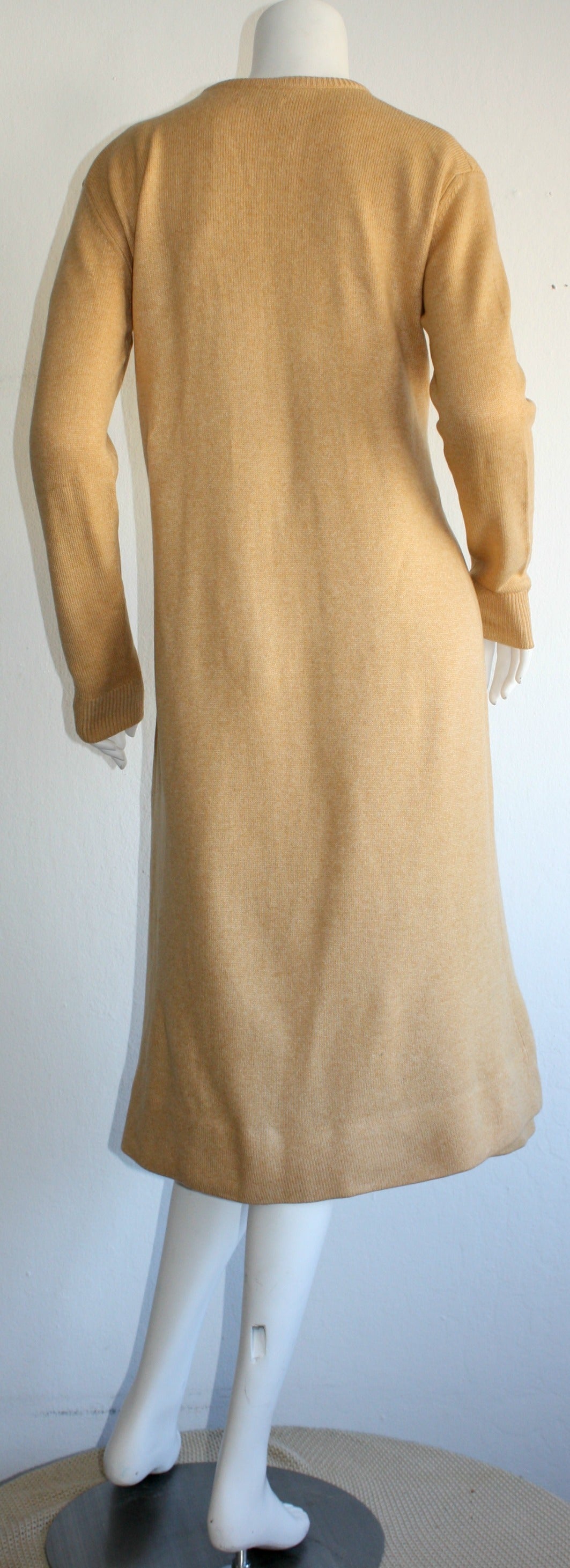 Vintage Halston Camel 2- Ply Cashmere Dress & Cardigan Ensemble 1