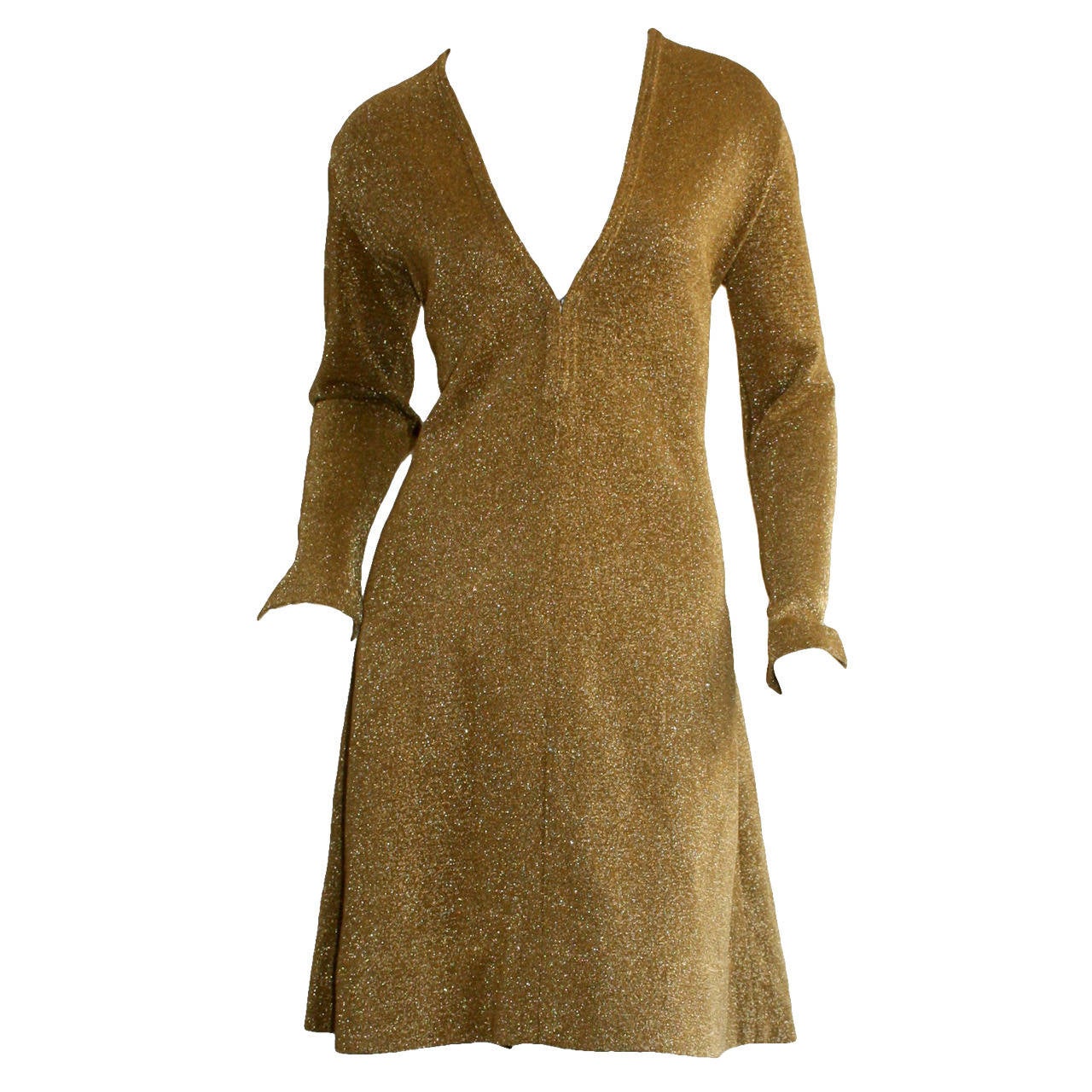 1960s Vintage Rudi Gernreich for Harmon Knits Gold Sparkle A-Line Dress