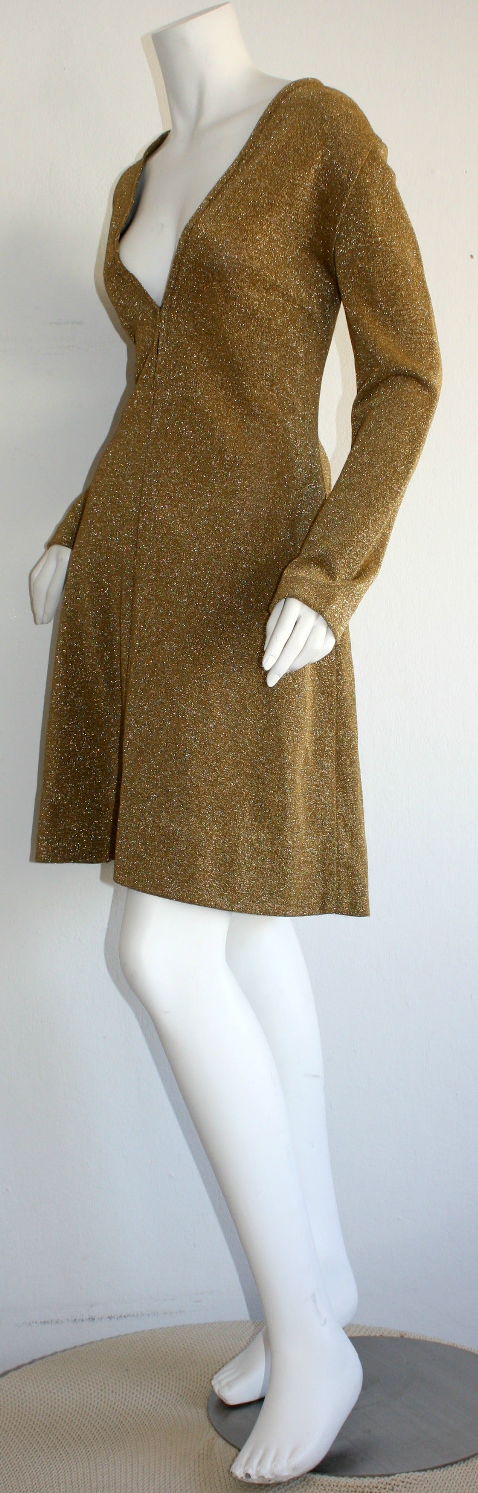 1960s Vintage Rudi Gernreich for Harmon Knits Gold Sparkle A-Line Dress 1