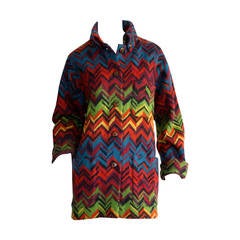 Amazing Vintage Missoni Signature Colorful Chevron Slouchy Blanket Jacket 10
