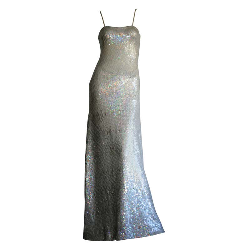 Vintage Halston 1970s Iridescent Sequin Mermaid Gown at 1stDibs | 1970s ...